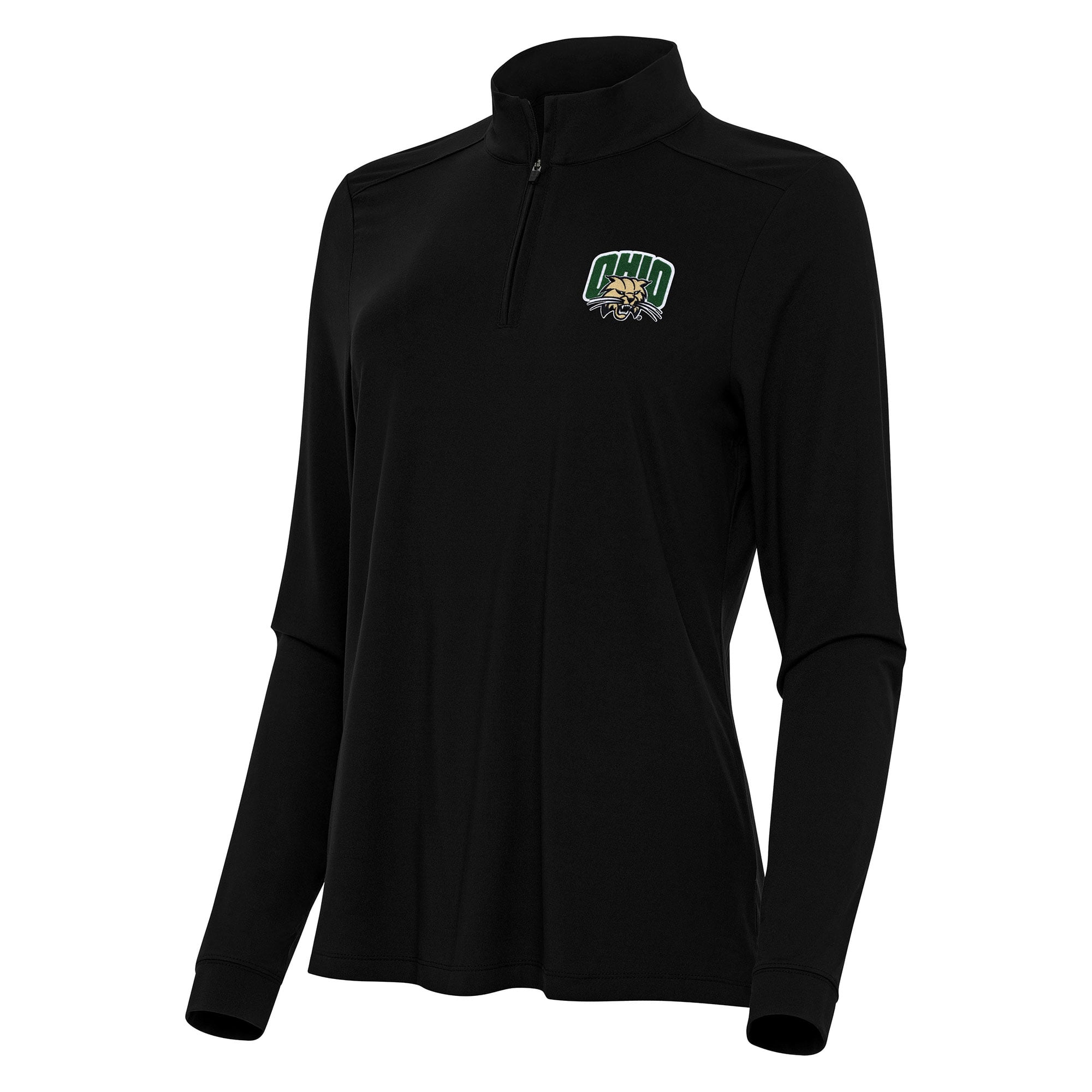 Women's Antigua Black Ohio Bobcats Intent Quarter-Zip Top
