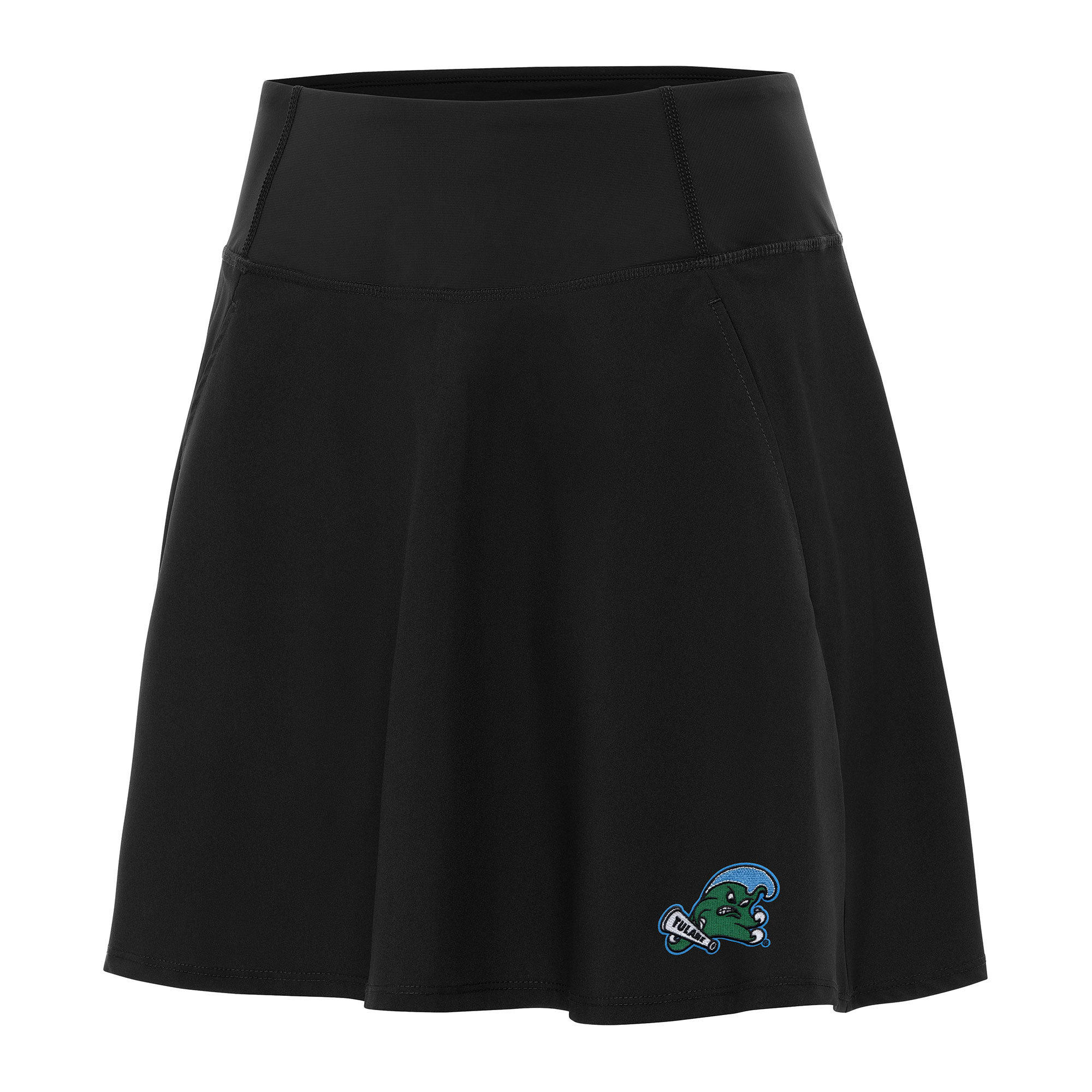 Women's Antigua Black Tulane Green Wave Chip Skort