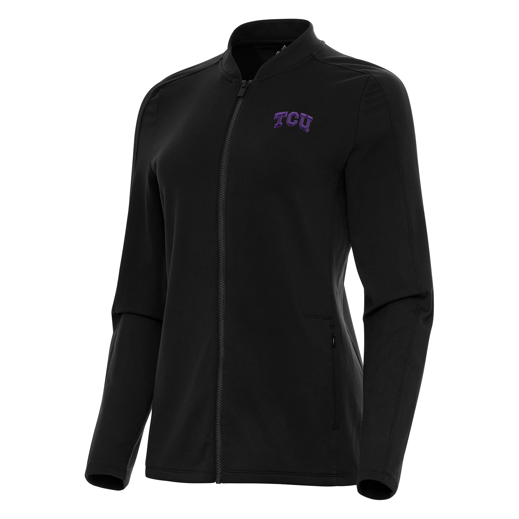 Women’s Antigua Black TCU Horned Frogs Continual Full-Zip Jacket