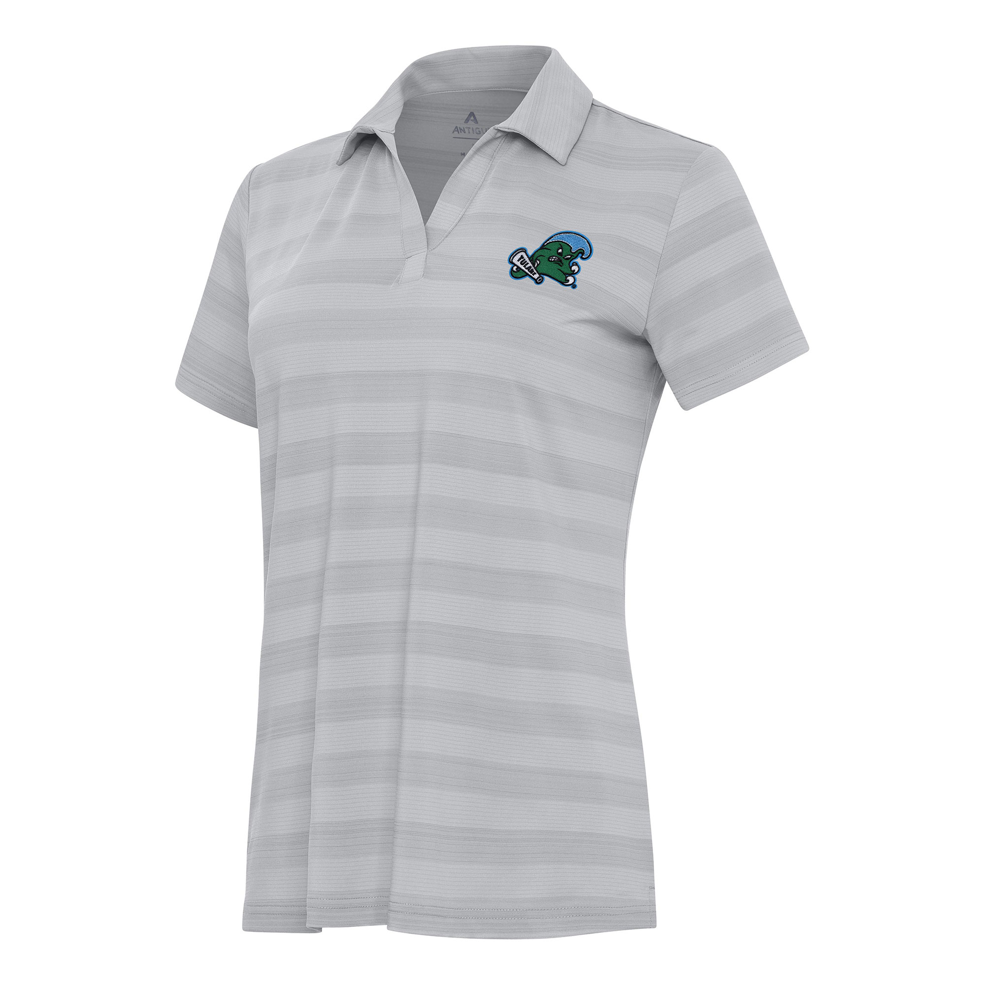 Women’s Antigua Gray Tulane Green Wave Tunnel Polo Women’s Antigua Gray Tulane Green Wave Tunnel Polo