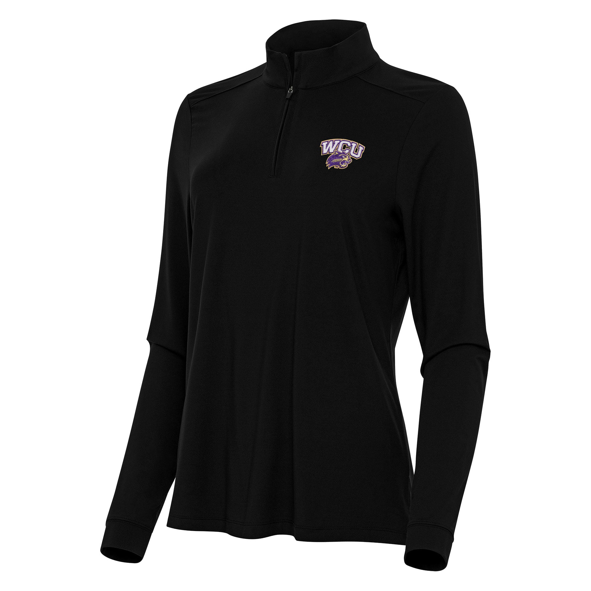 Women's Antigua Black Western Carolina Catamounts Intent Quarter-Zip Top