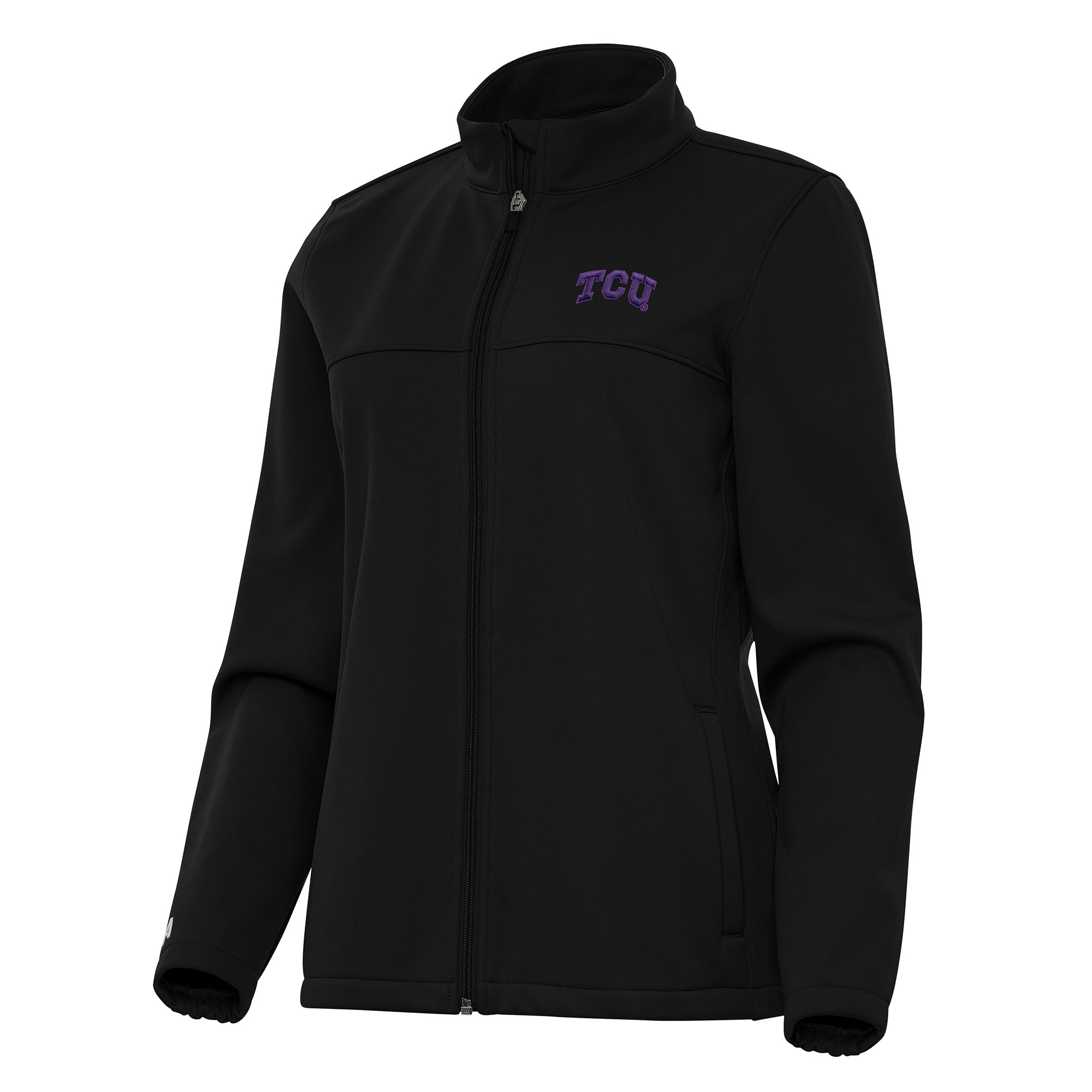 Women’s Antigua Black TCU Horned Frogs Links 2 Full-Zip Golf Jacket