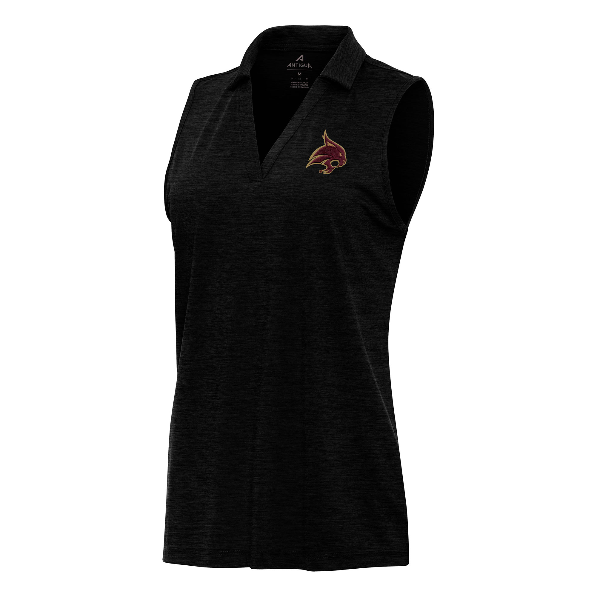 Women’s Antigua Heather Black Texas State Bobcats Layout Sleeveless V-Neck Polo Women’s Antigua Heather Black Texas State Bobcats Layout Sleeveless V-Neck Polo