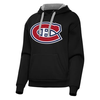 Women's Antigua Black Montreal Canadiens Victory Pullover Hoodie
