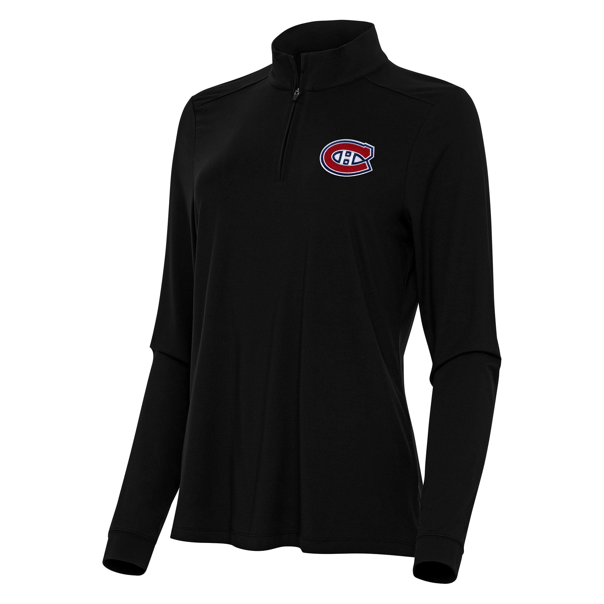 Women's Antigua Black Montreal Canadiens Intent Quarter-Zip Top