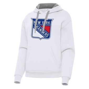 Women's Antigua White New York Rangers Victory Pullover Hoodie