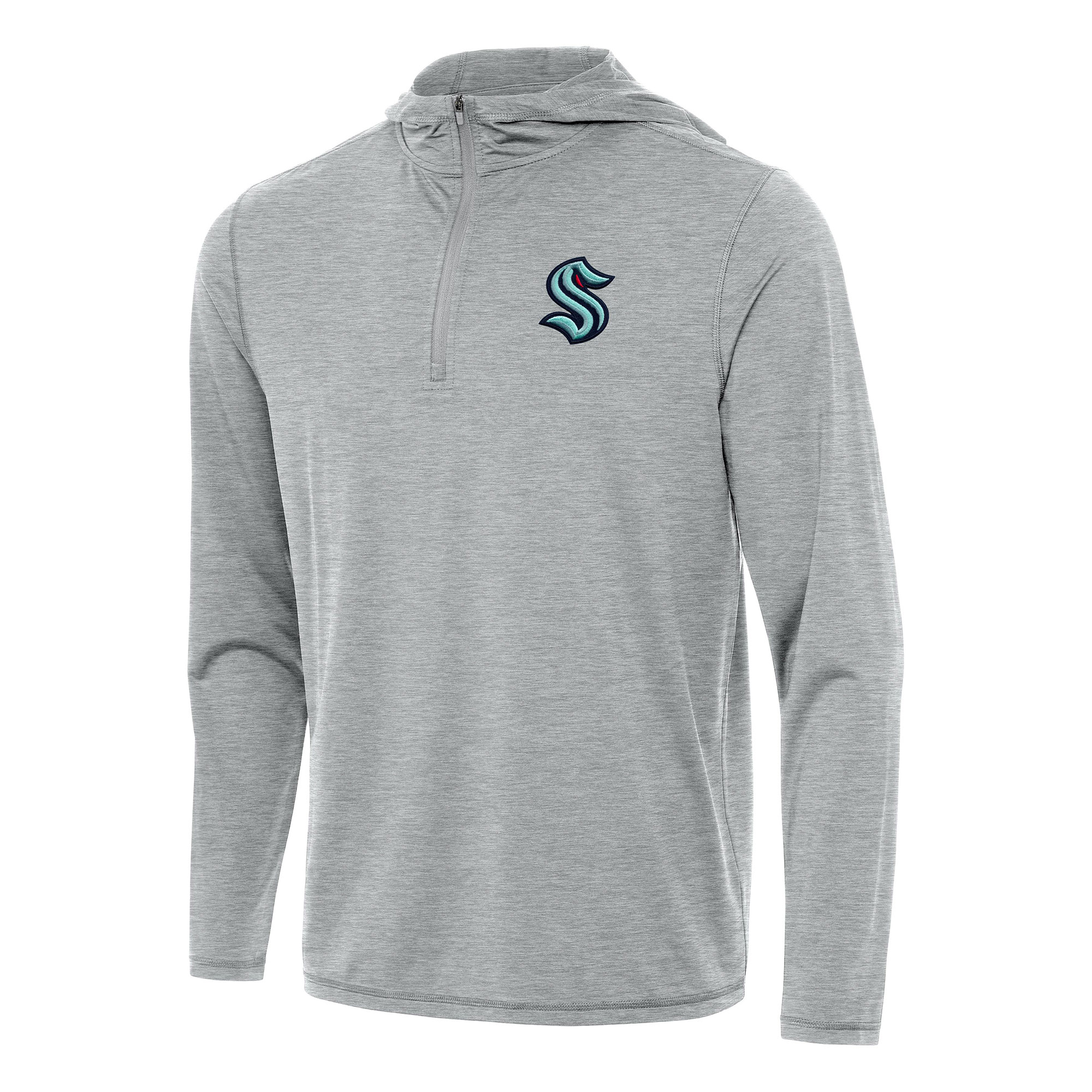 Men’s Antigua Heather Gray Seattle Kraken Tidy Quarter-Zip Hoodie Men’s Antigua Heather Gray Seattle Kraken Tidy Quarter-Zip Hoodie