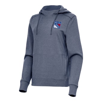 Women's Antigua Heather Navy New York Rangers Justice Pullover Hoodie