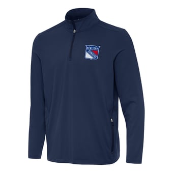 Men's Antigua  Navy New York Rangers Perilous Quarter-Zip Sweatshirt