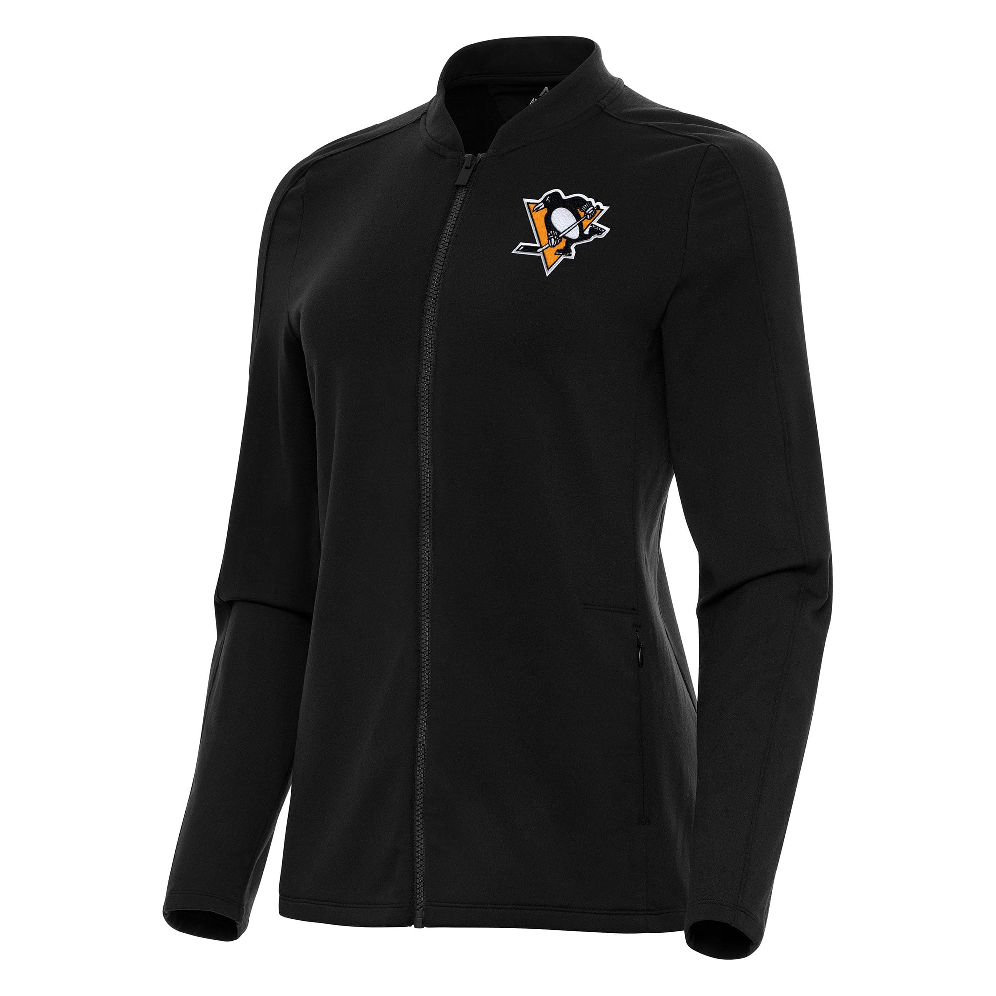 Women's Antigua Black Pittsburgh Penguins Continual Full-Zip Jacket