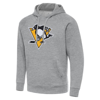 Men's Antigua Heather Gray Pittsburgh Penguins Big & Tall Victory Pullover Hoodie