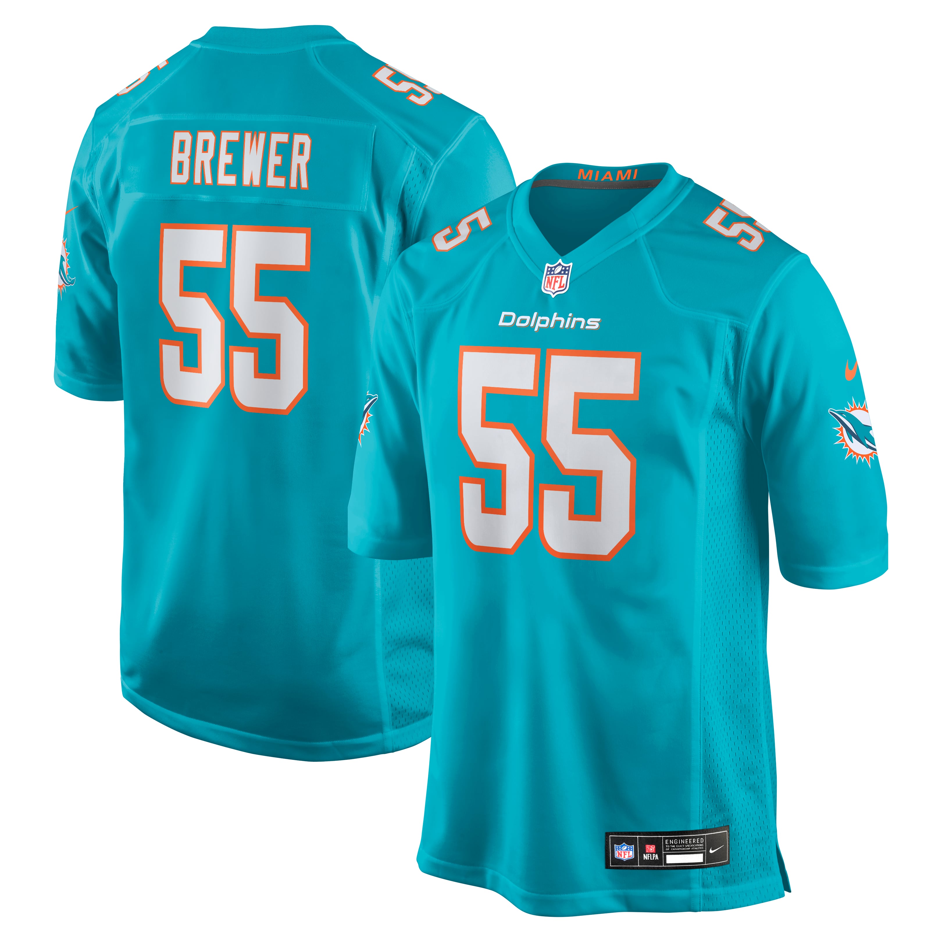 Men's Nike Aaron Brewer  Aqua Miami Dolphins  Game Jersey