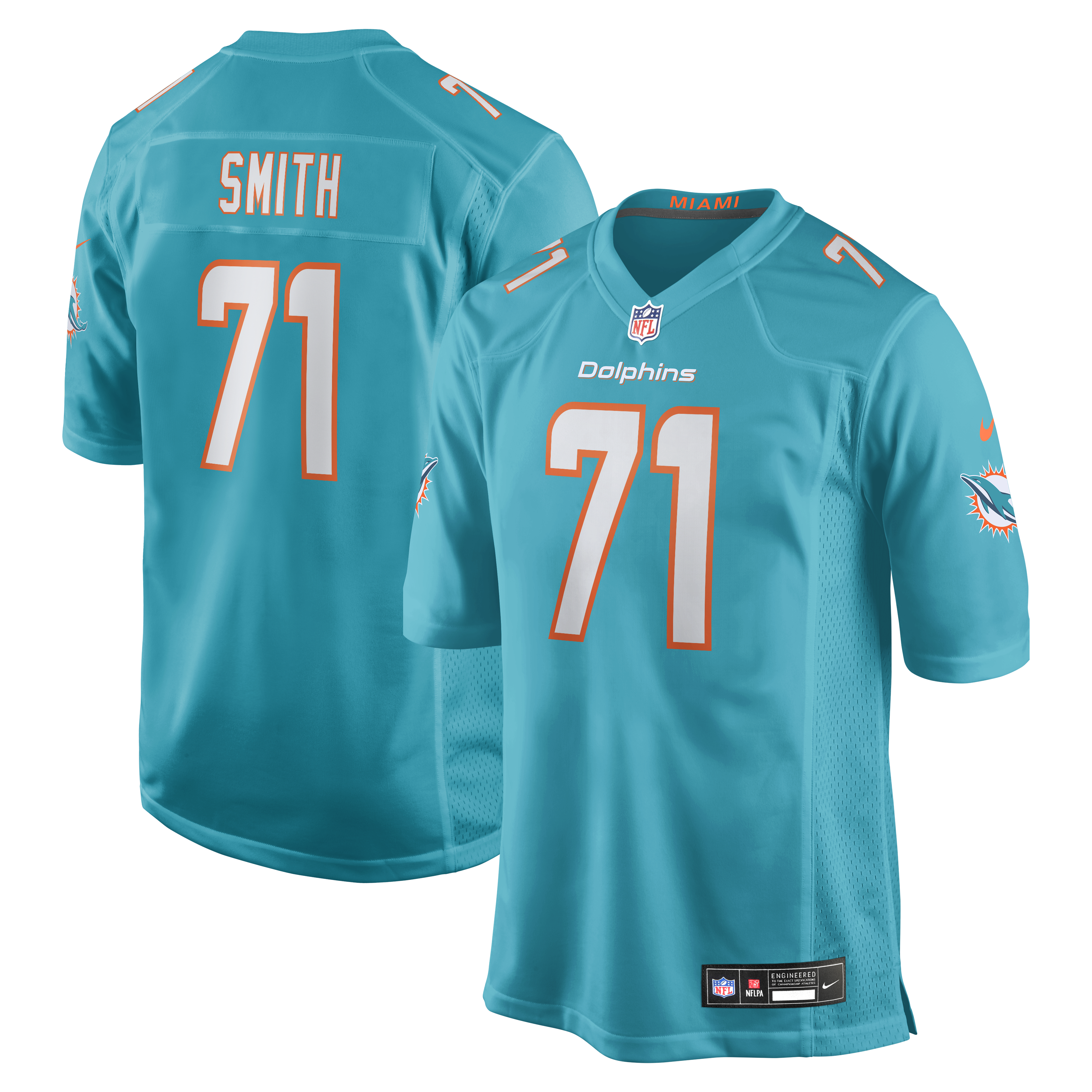 Men's Nike Kion Smith Aqua Miami Dolphins Game Jersey