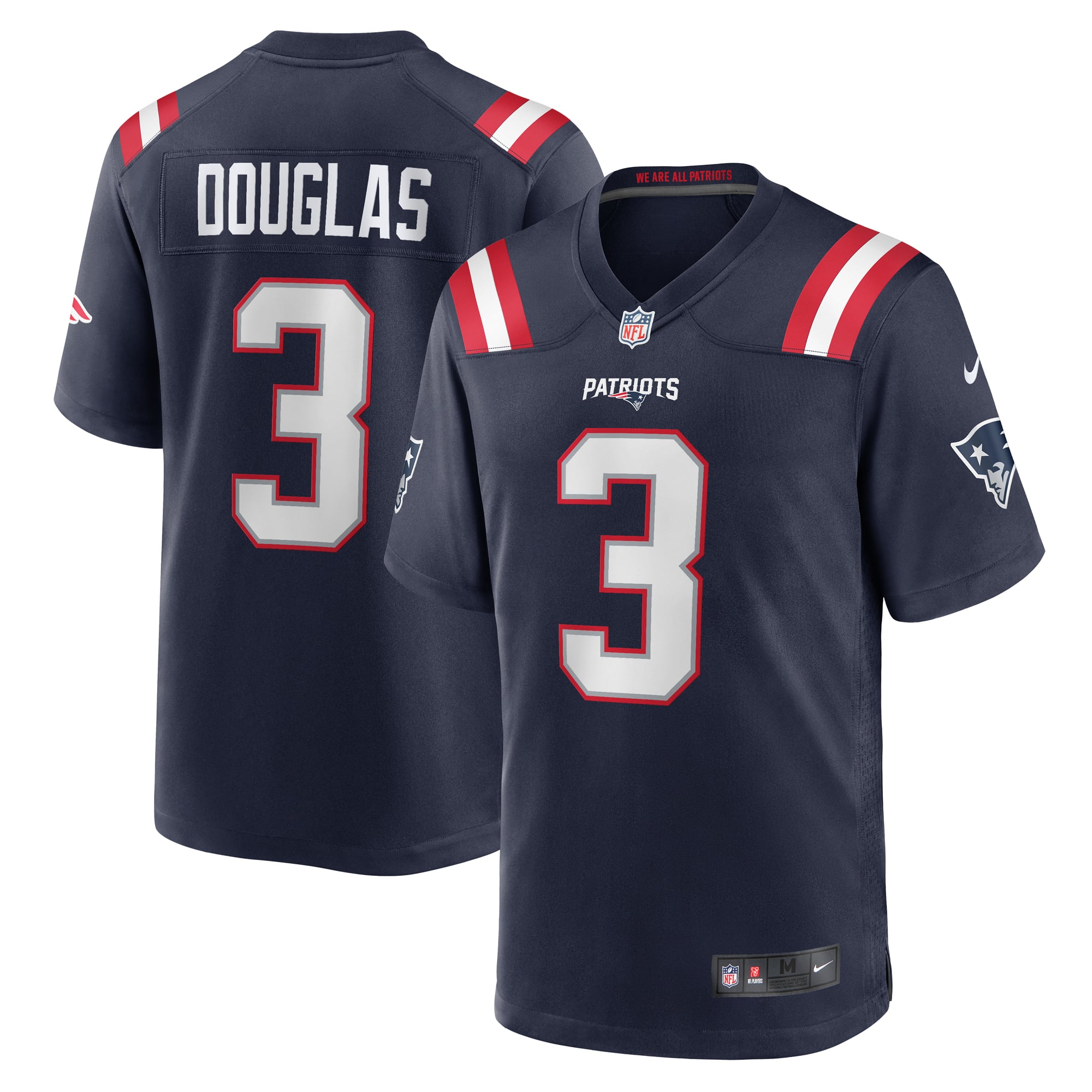 Men's Nike Demario Douglas Navy New England Patriots Game Jersey