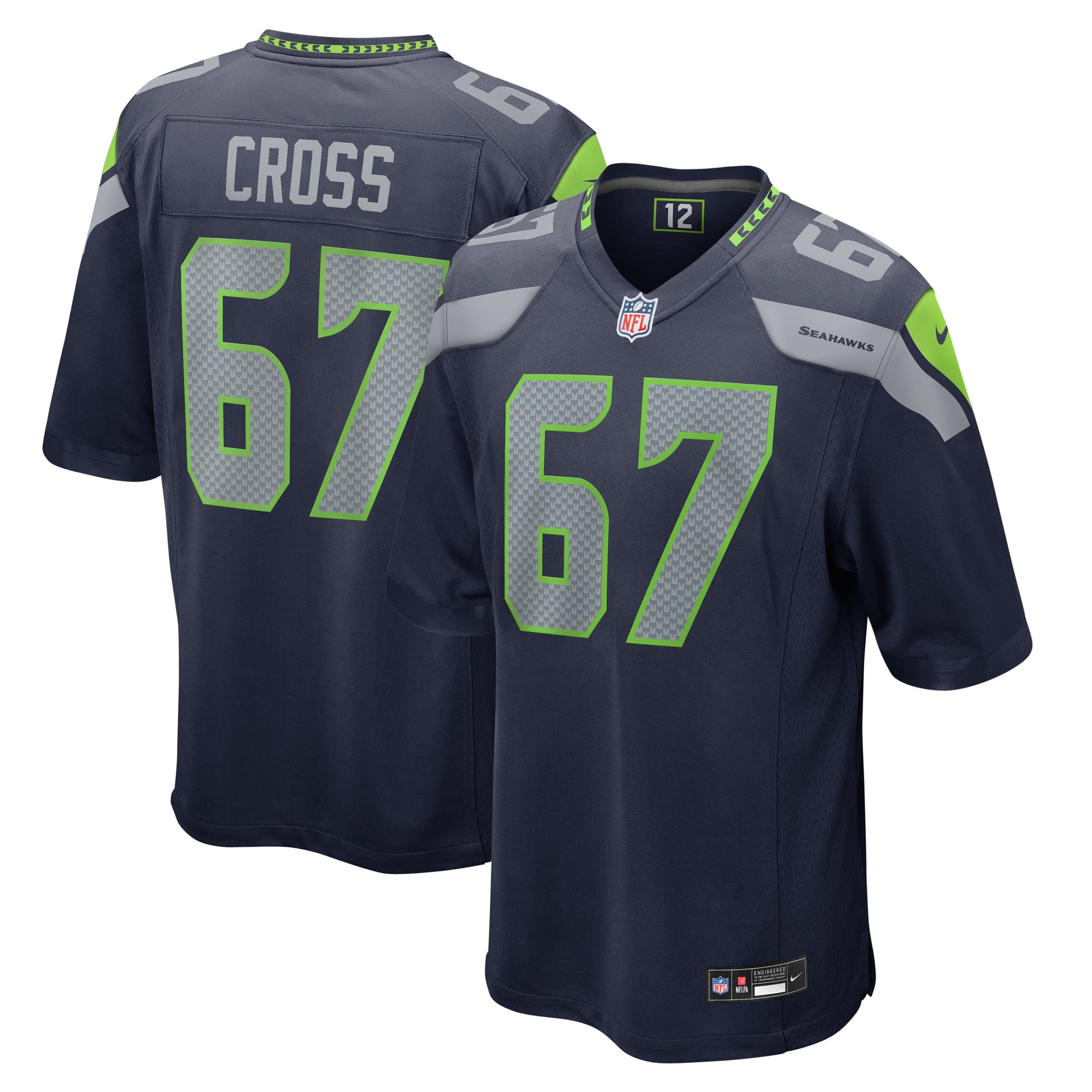Men's Nike Charles Cross College Navy Seattle Seahawks Game Jersey