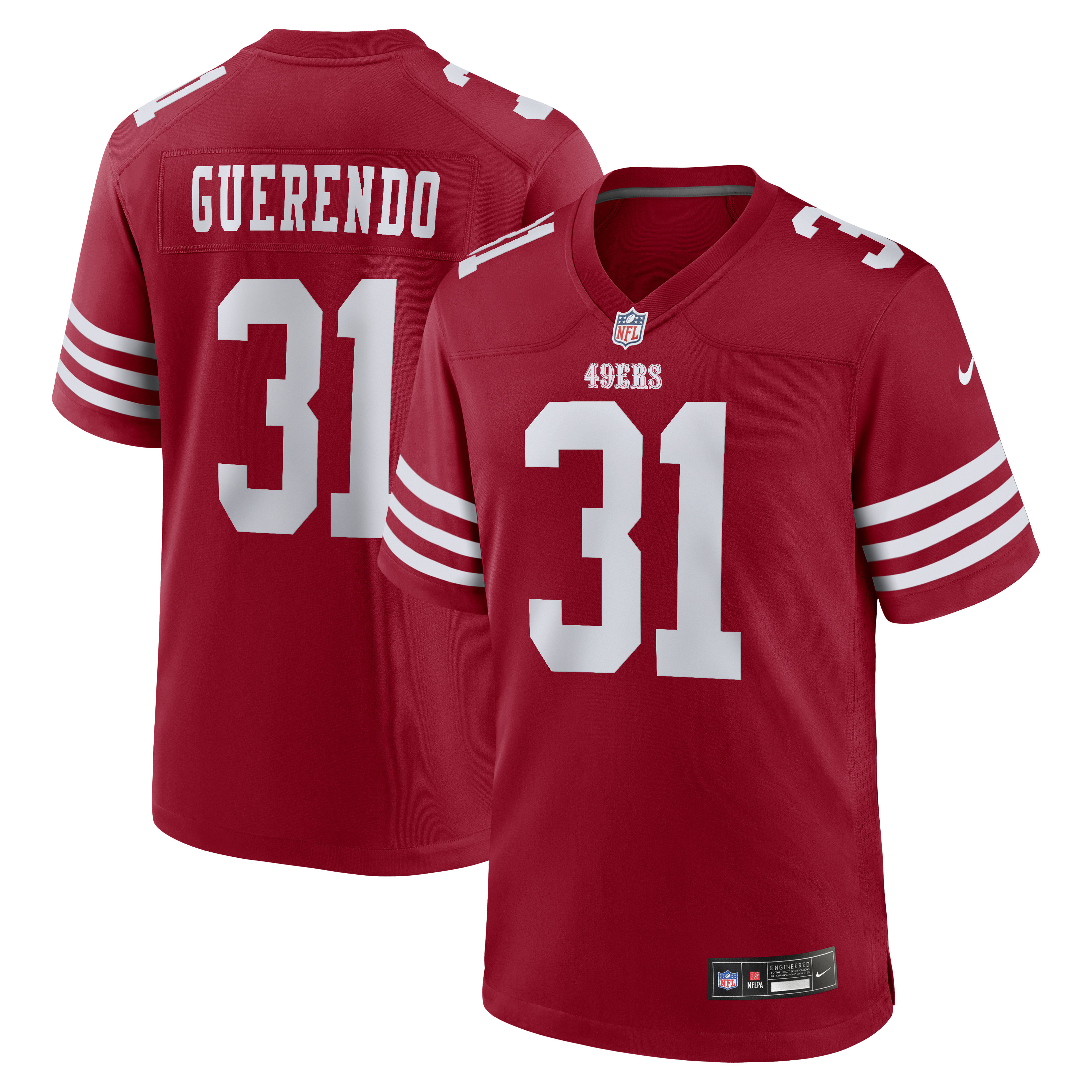 Men's Nike Isaac Guerendo  Scarlet San Francisco 49ers  Game Jersey