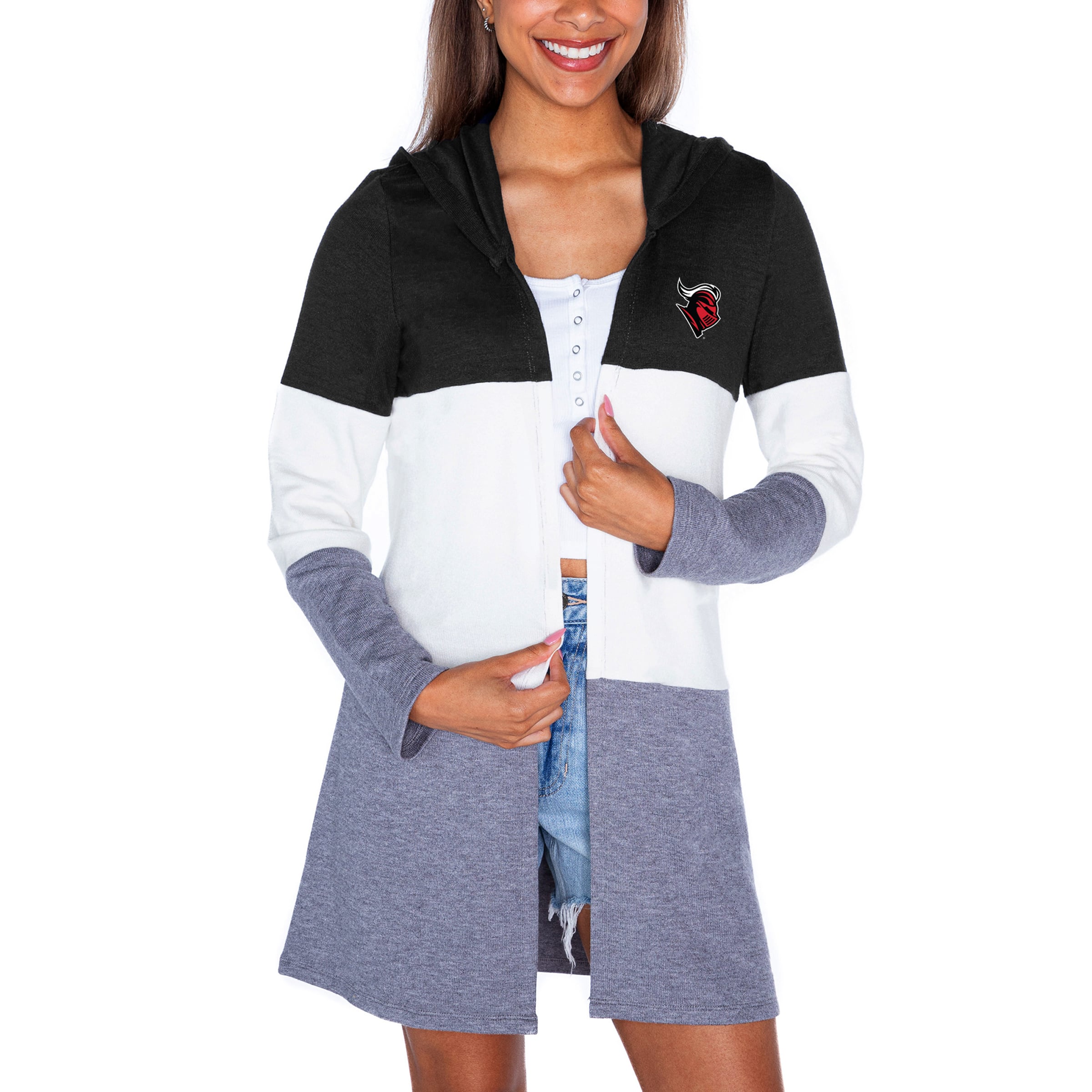 Women's Gameday Couture  Black Rutgers Scarlet Knights Colorblock Hooded Cardigan