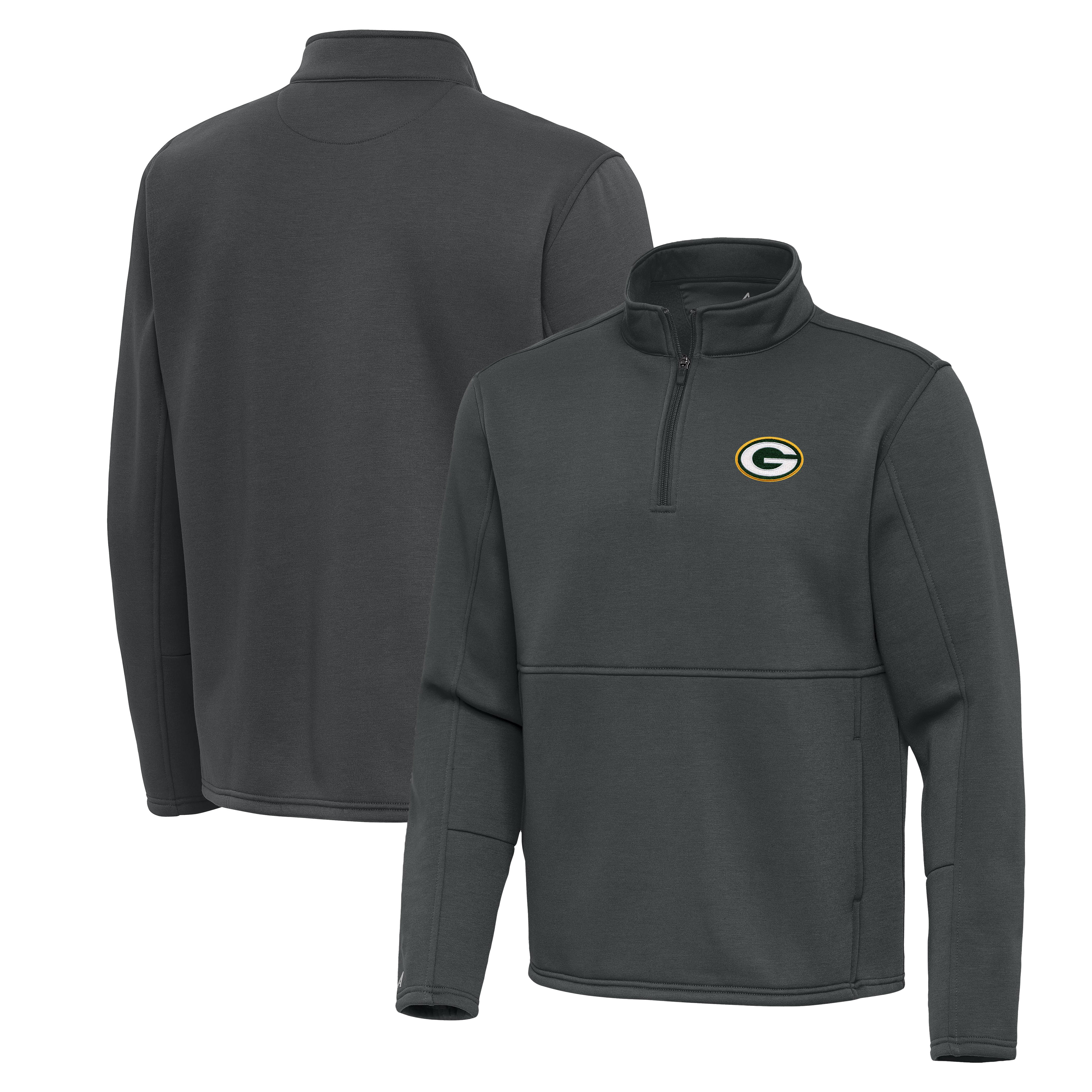 Men's Antigua Pewter Green Bay Packers Twist Quarter-Zip Pullover Jacket