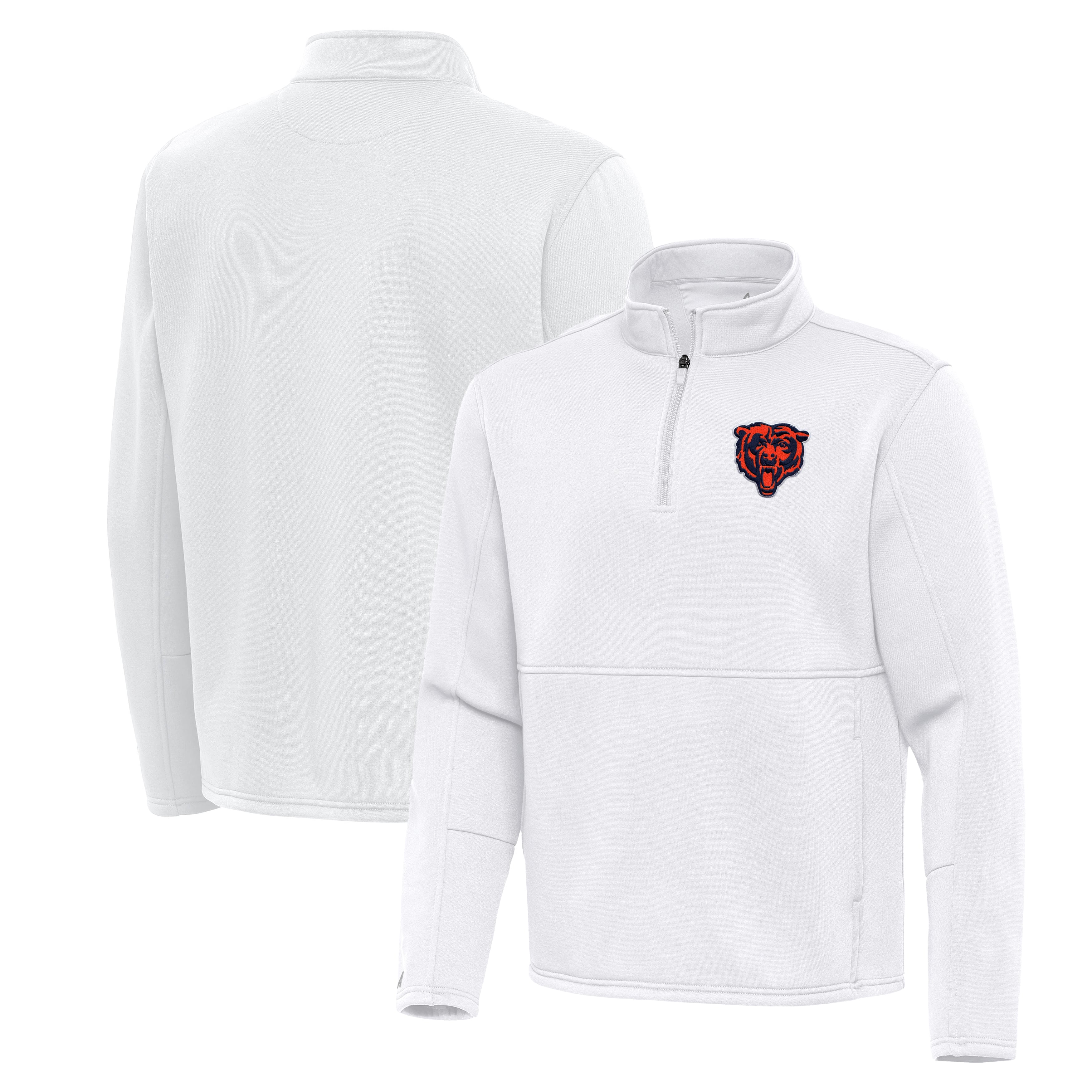 Men’s Antigua White Chicago Bears Twist Quarter-Zip Pullover Jacket Men’s Antigua White Chicago Bears Twist Quarter-Zip Pullover Jacket