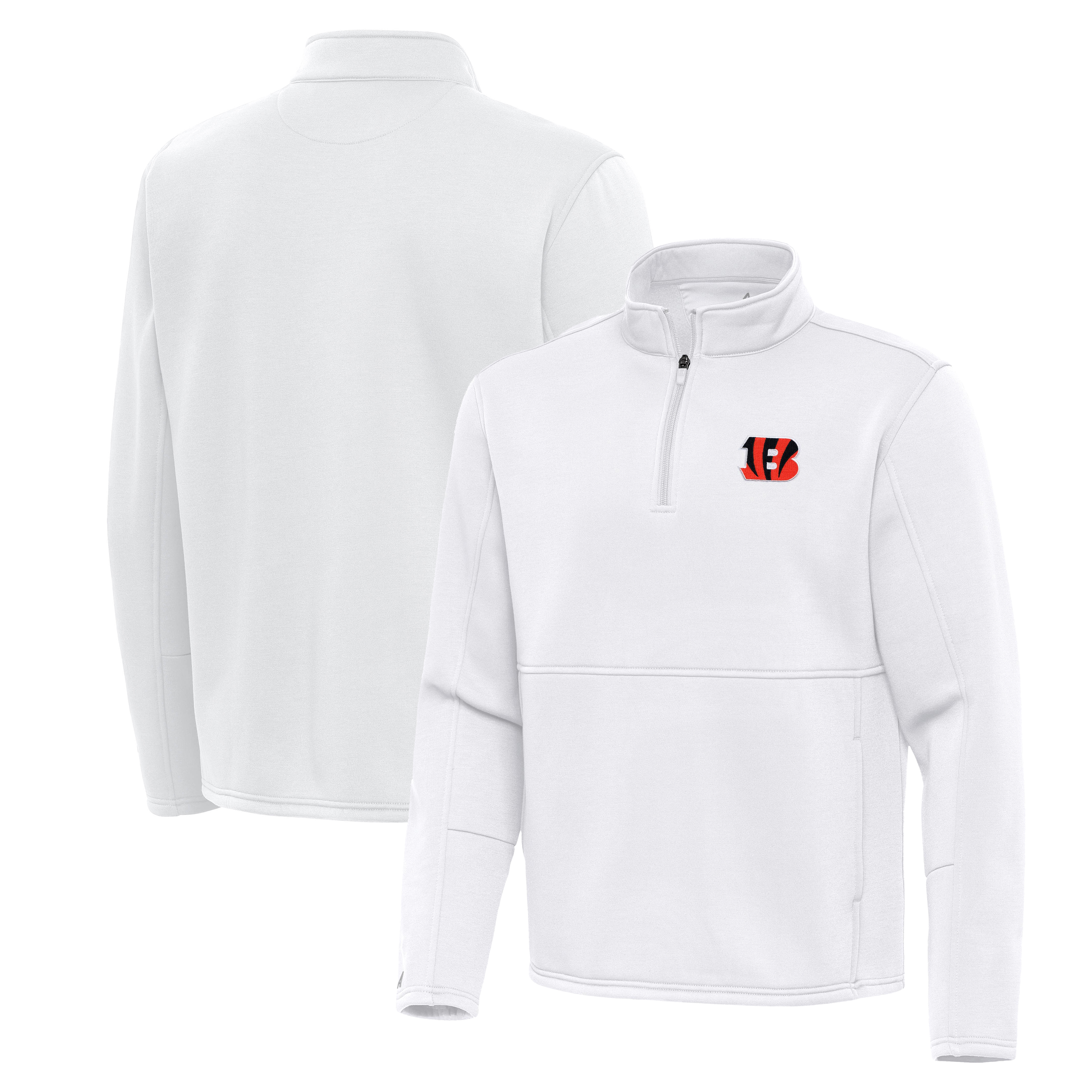 Men's Antigua White Cincinnati Bengals Twist Quarter-Zip Pullover Jacket