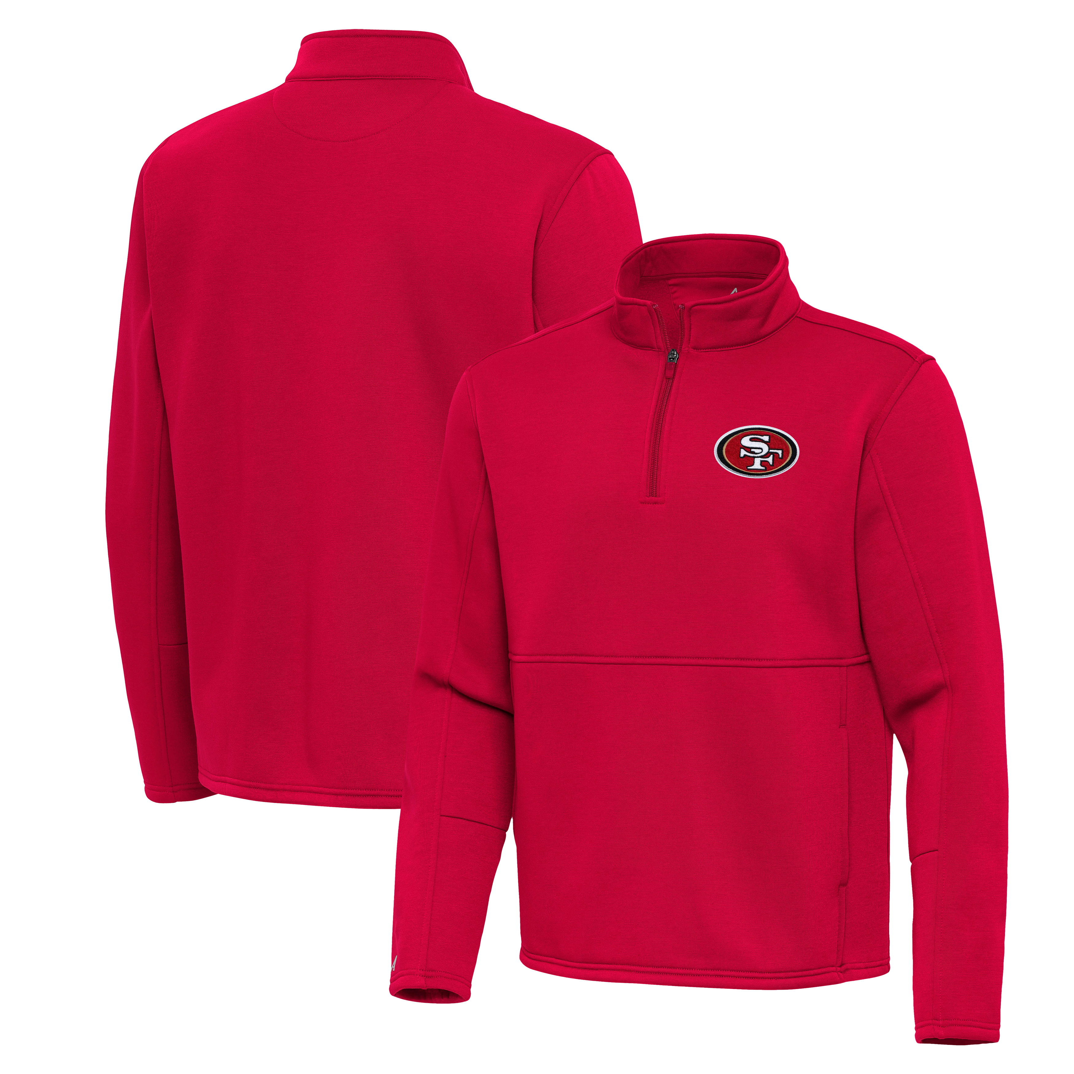 Men's Antigua Red San Francisco 49ers Twist Quarter-Zip Pullover Jacket