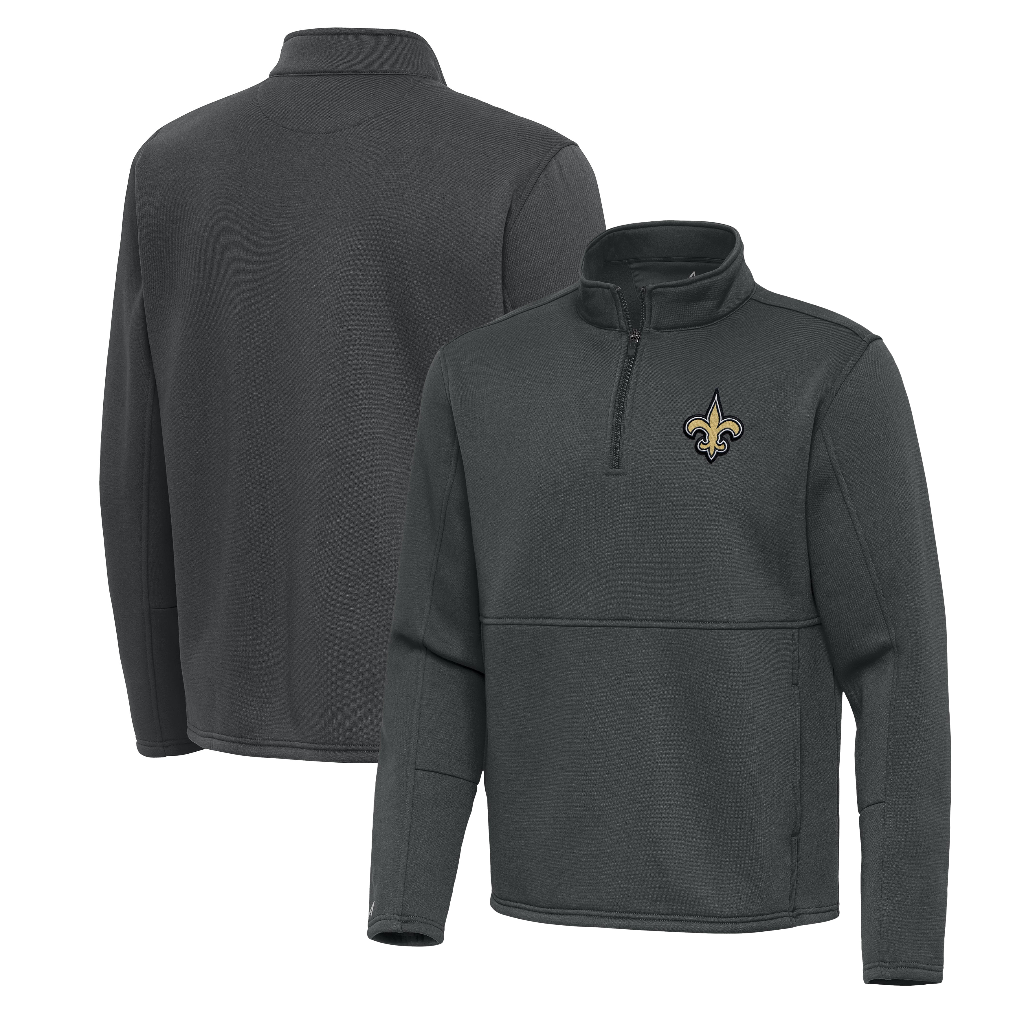 Men's Antigua Pewter New Orleans Saints Twist Quarter-Zip Pullover Jacket