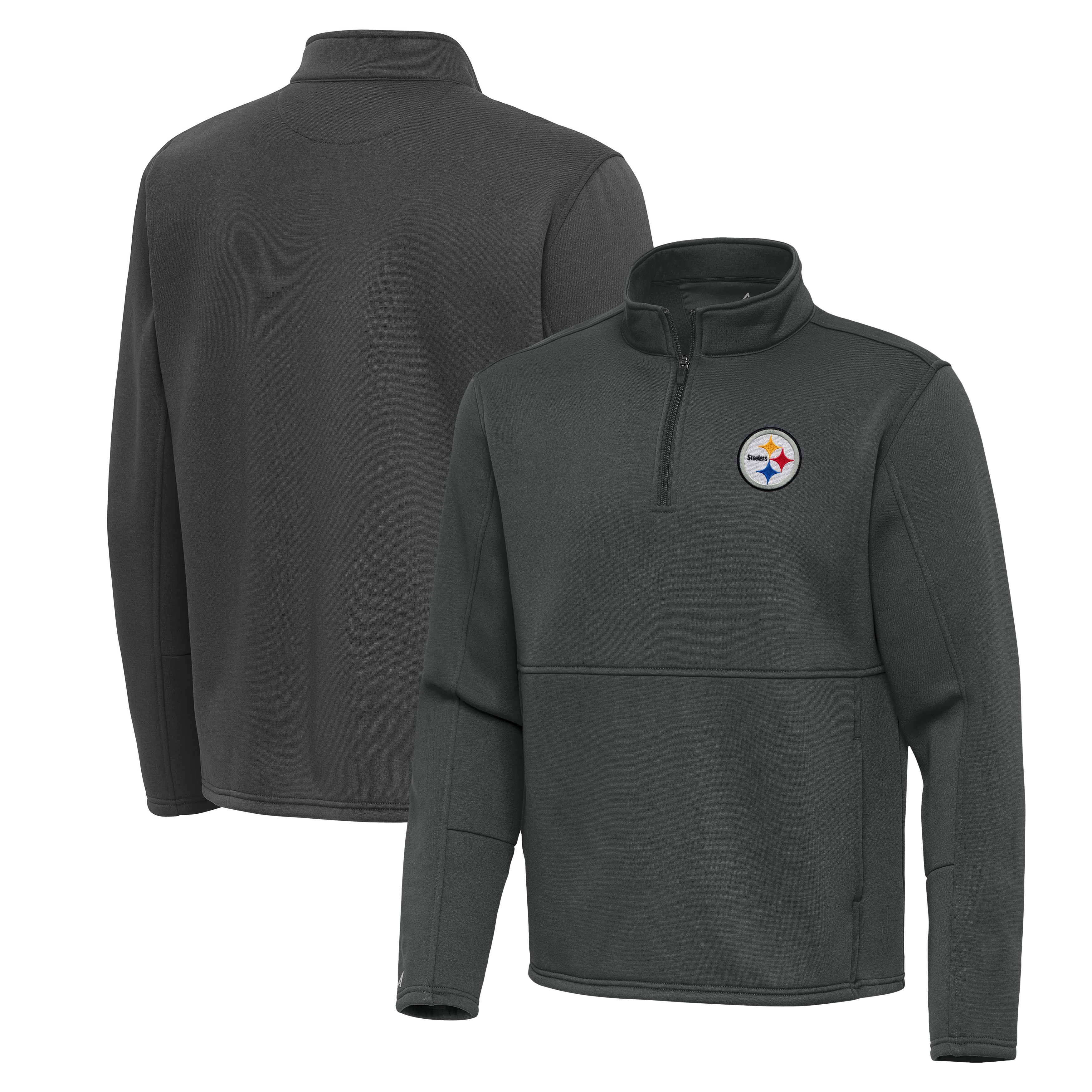 Men's Antigua Pewter Pittsburgh Steelers Twist Quarter-Zip Pullover Jacket