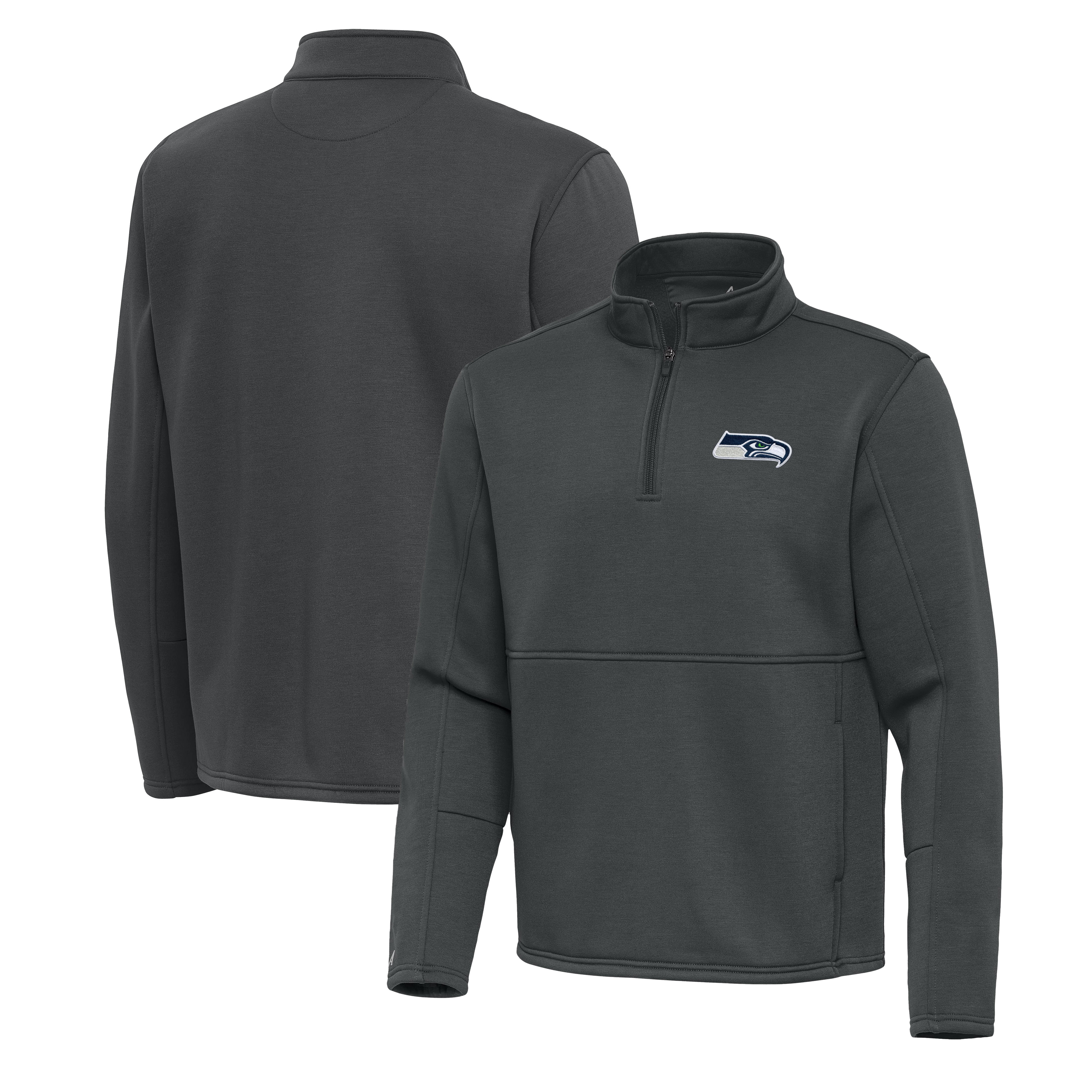 Men's Antigua Pewter Seattle Seahawks Twist Quarter-Zip Pullover Jacket