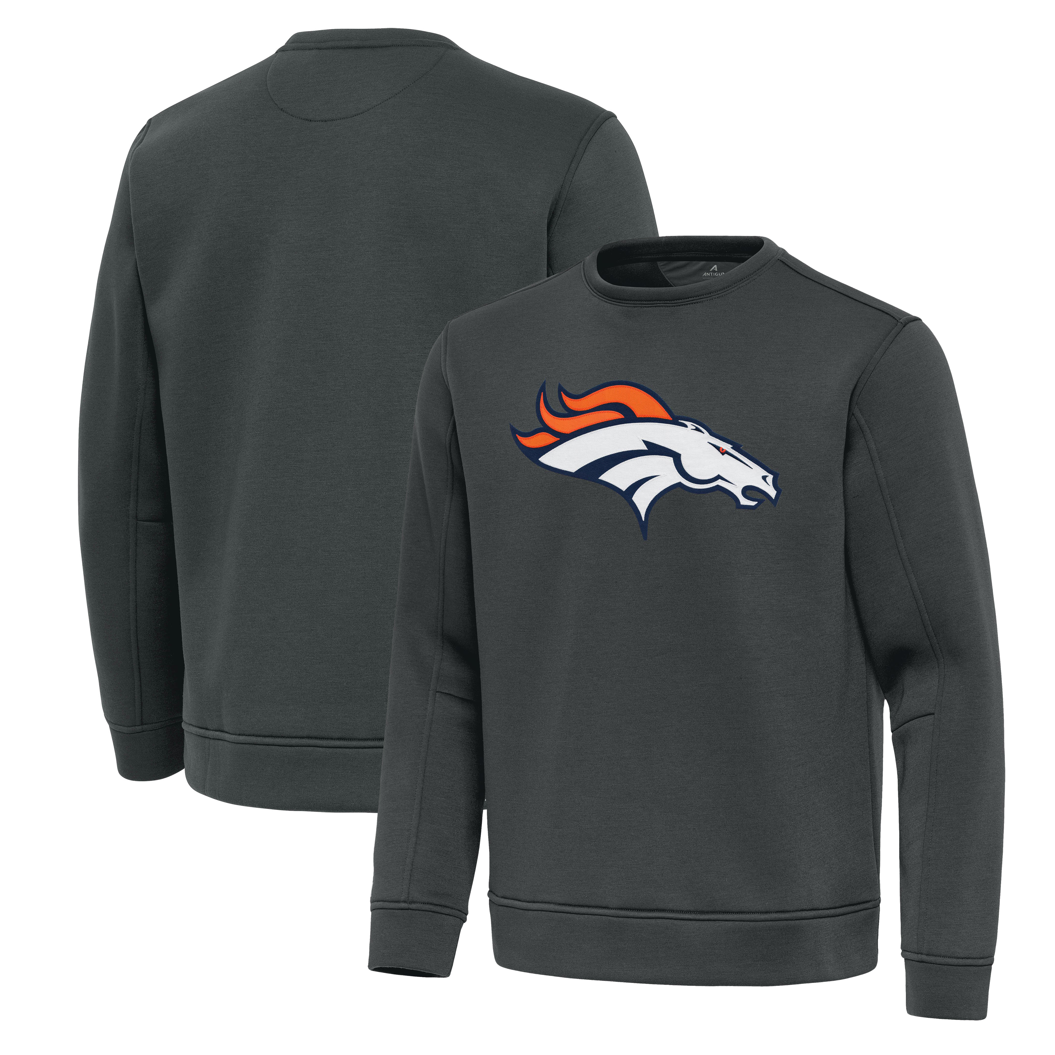 Men's Antigua Pewter Denver Broncos Relevant Lightweight Pullover Sweatshirt