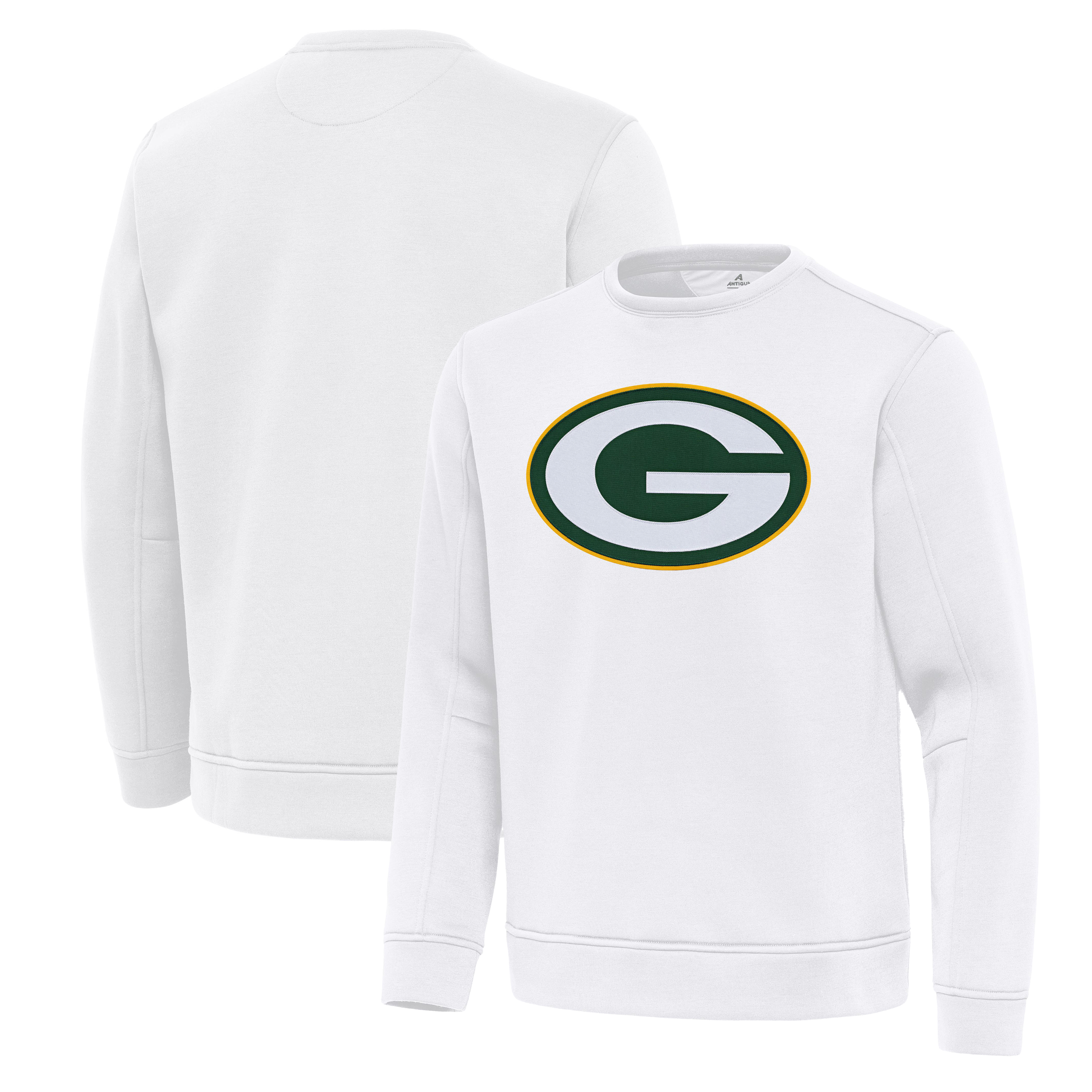 Men's Antigua White Green Bay Packers Relevant Lightweight Pullover Sweatshirt