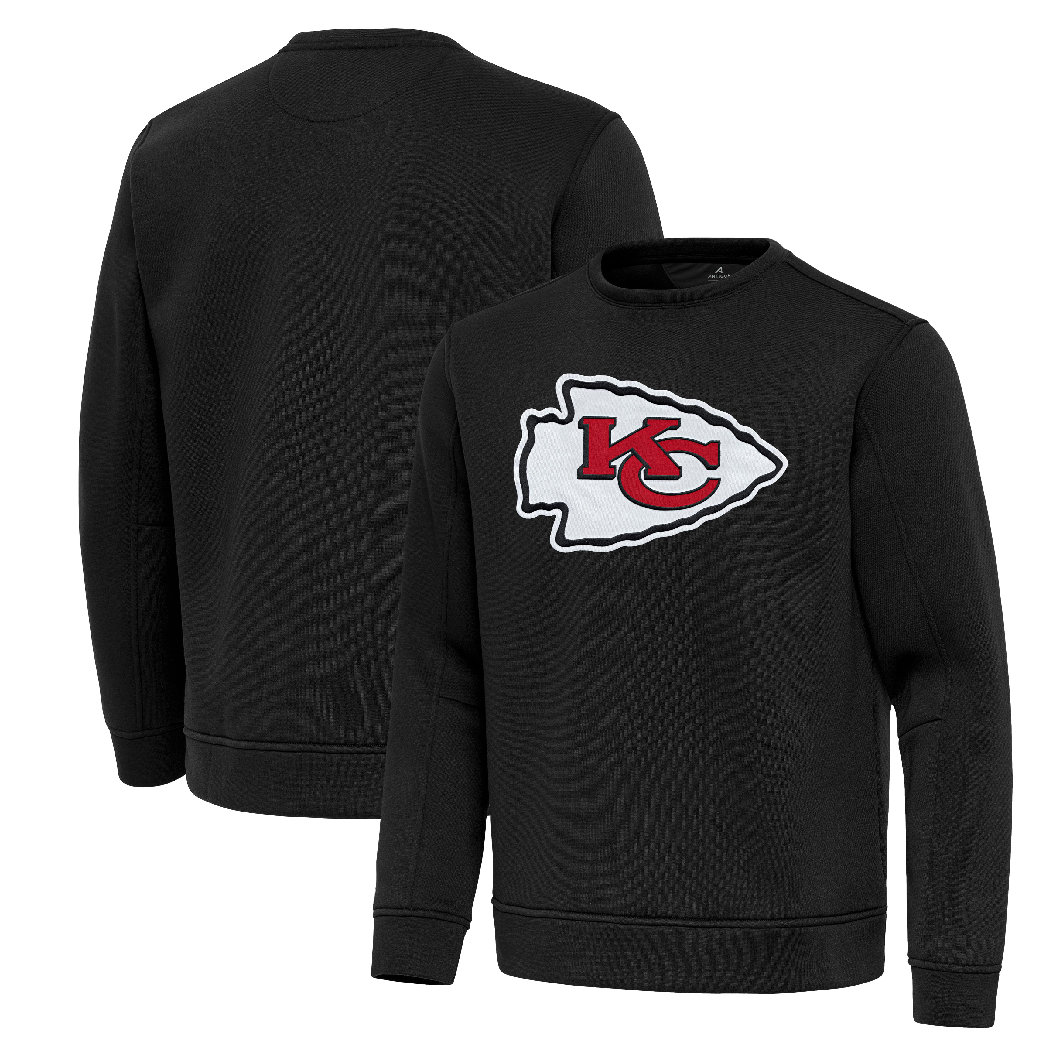 Men's Antigua Black Kansas City Chiefs Relevant Lightweight Pullover Sweatshirt