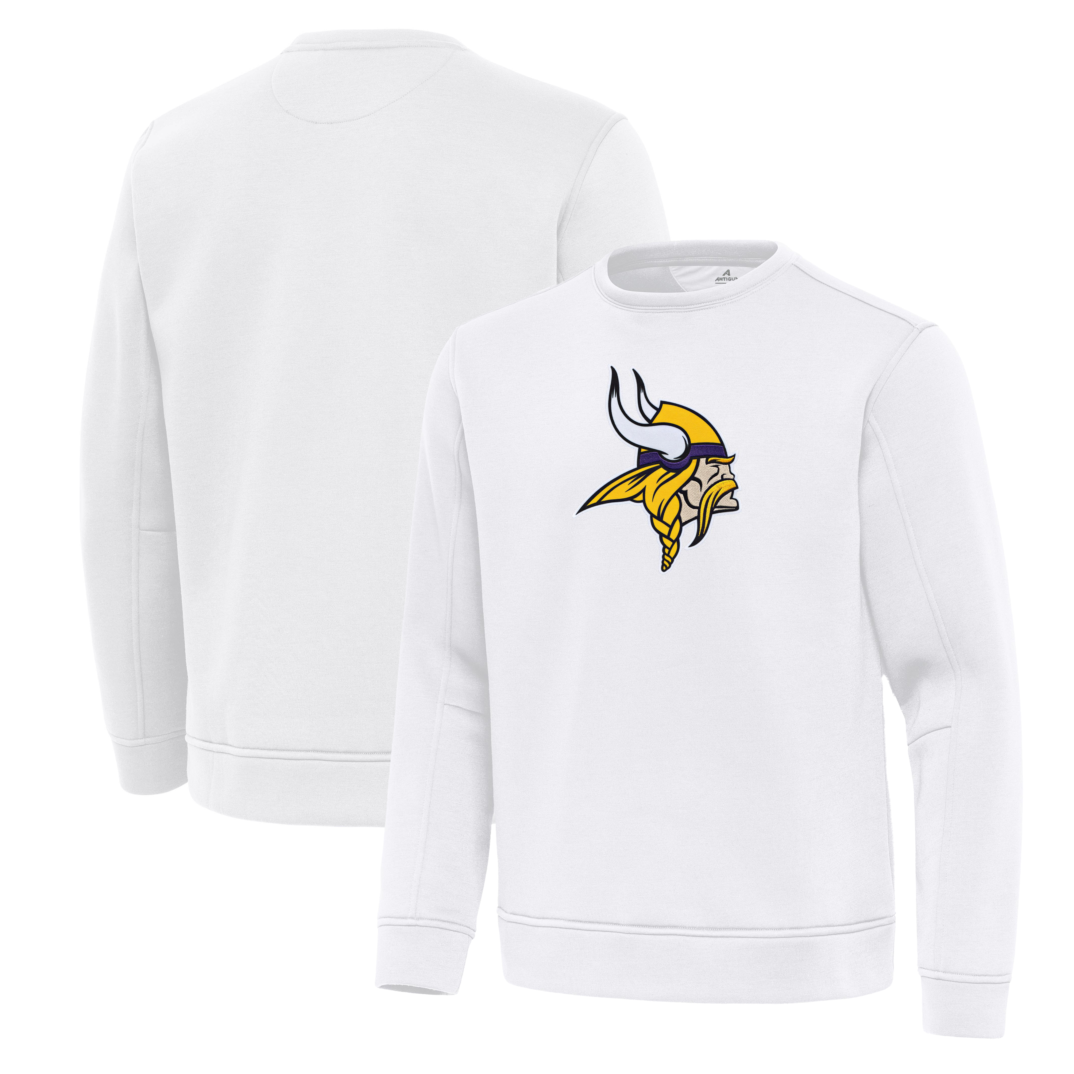 Men's Antigua White Minnesota Vikings Relevant Lightweight Pullover Sweatshirt