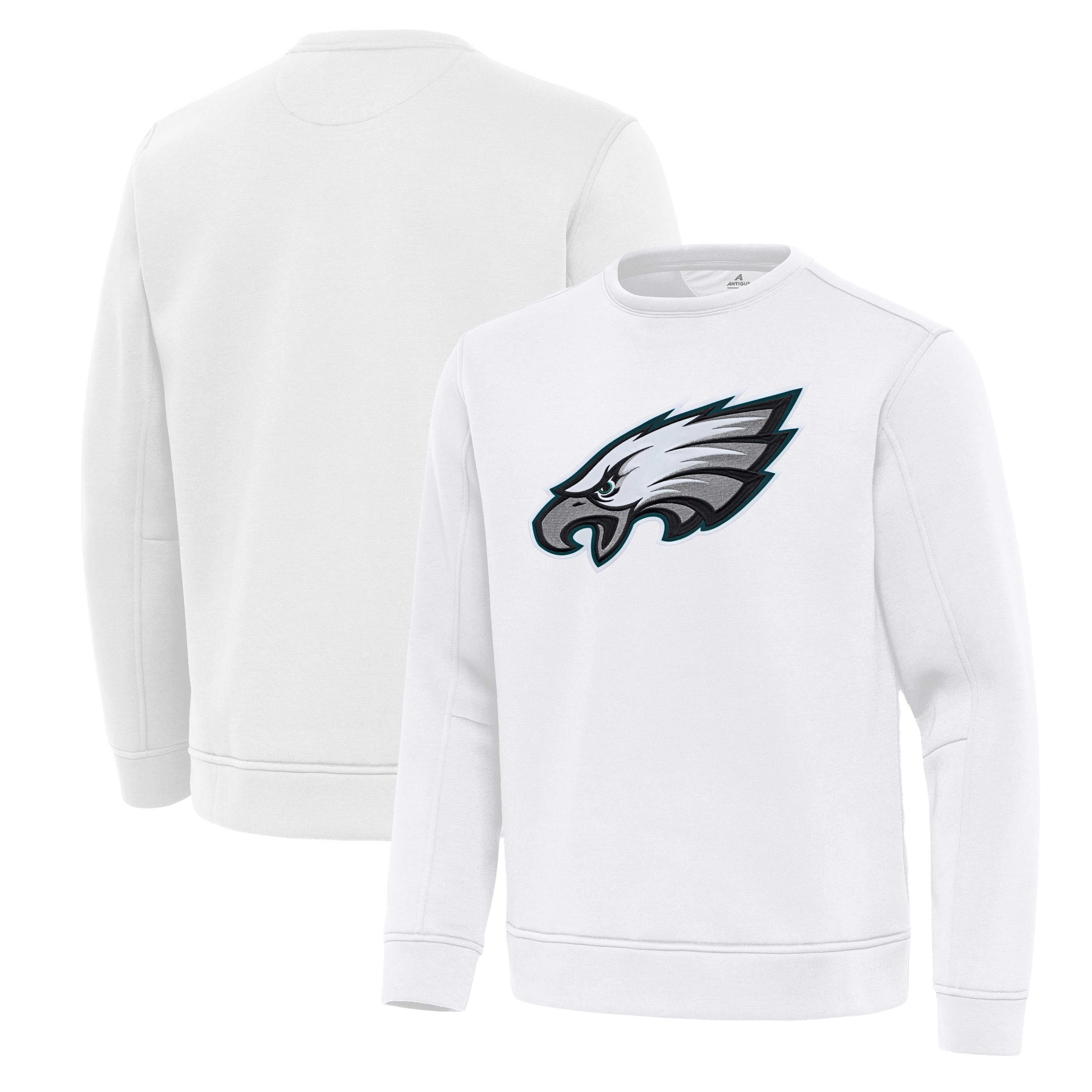 Men's Antigua White Philadelphia Eagles Relevant Lightweight Pullover Sweatshirt