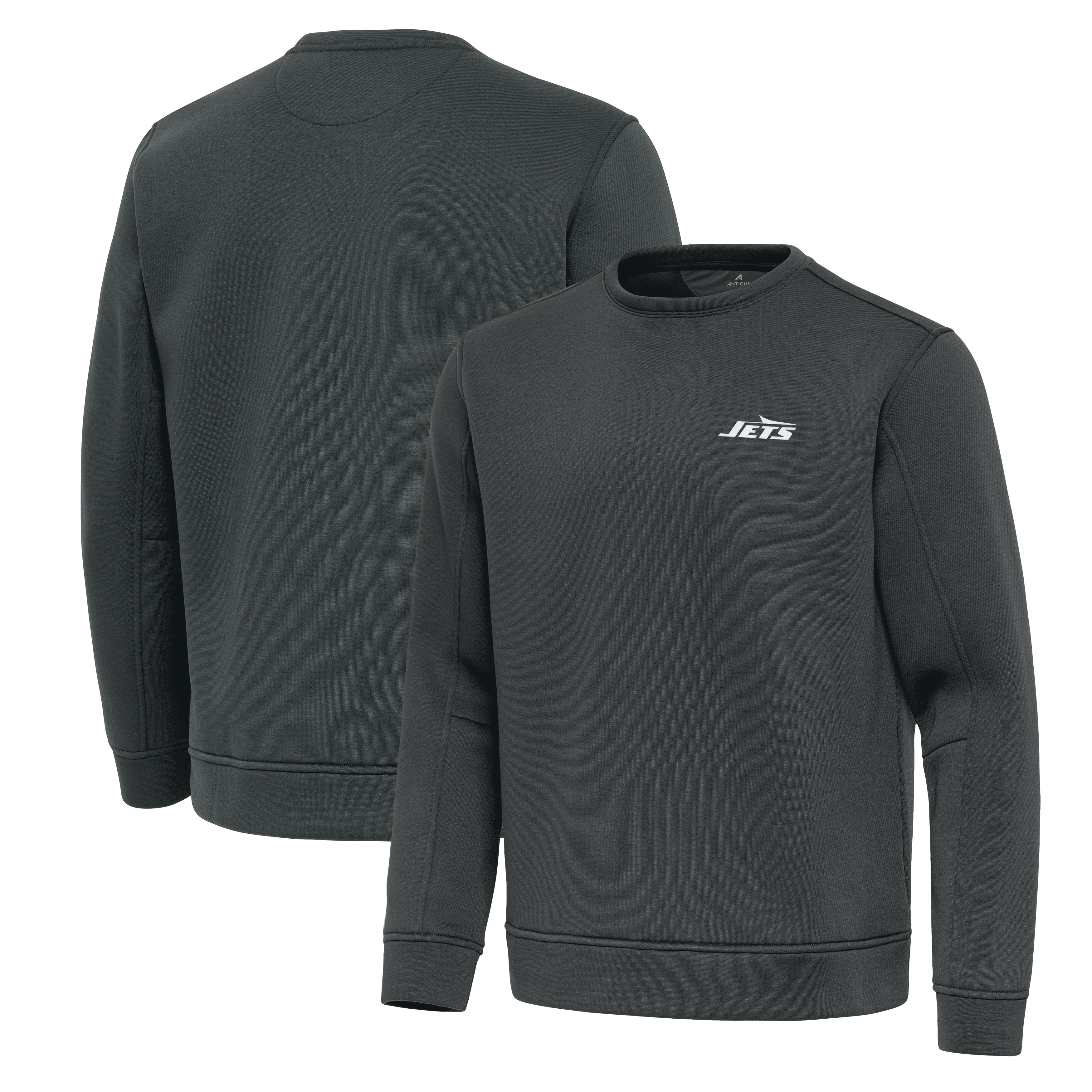 Men's Antigua Pewter New York Jets Relevant Lightweight Pullover Sweatshirt