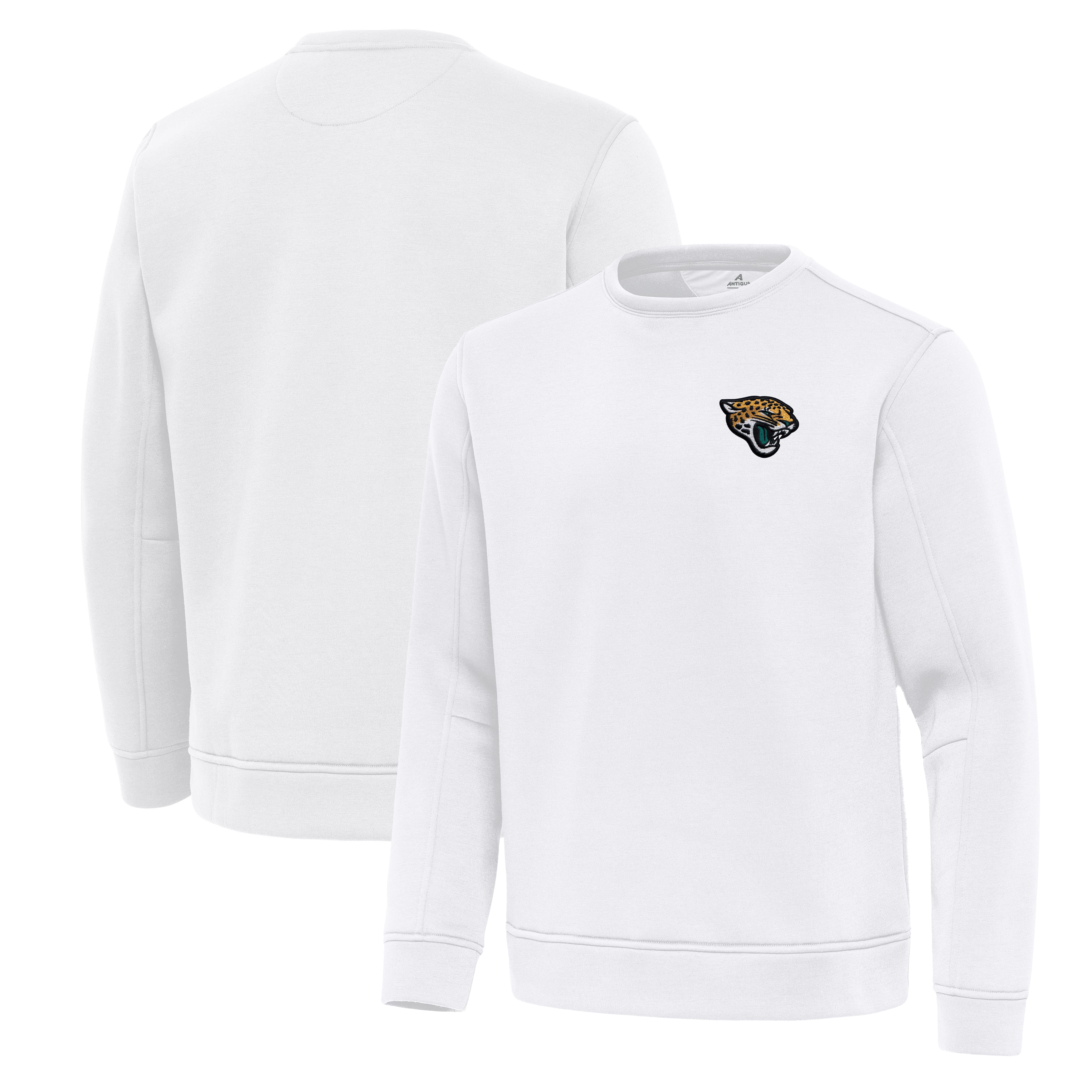 Men's Antigua White Jacksonville Jaguars Relevant Lightweight Pullover Sweatshirt