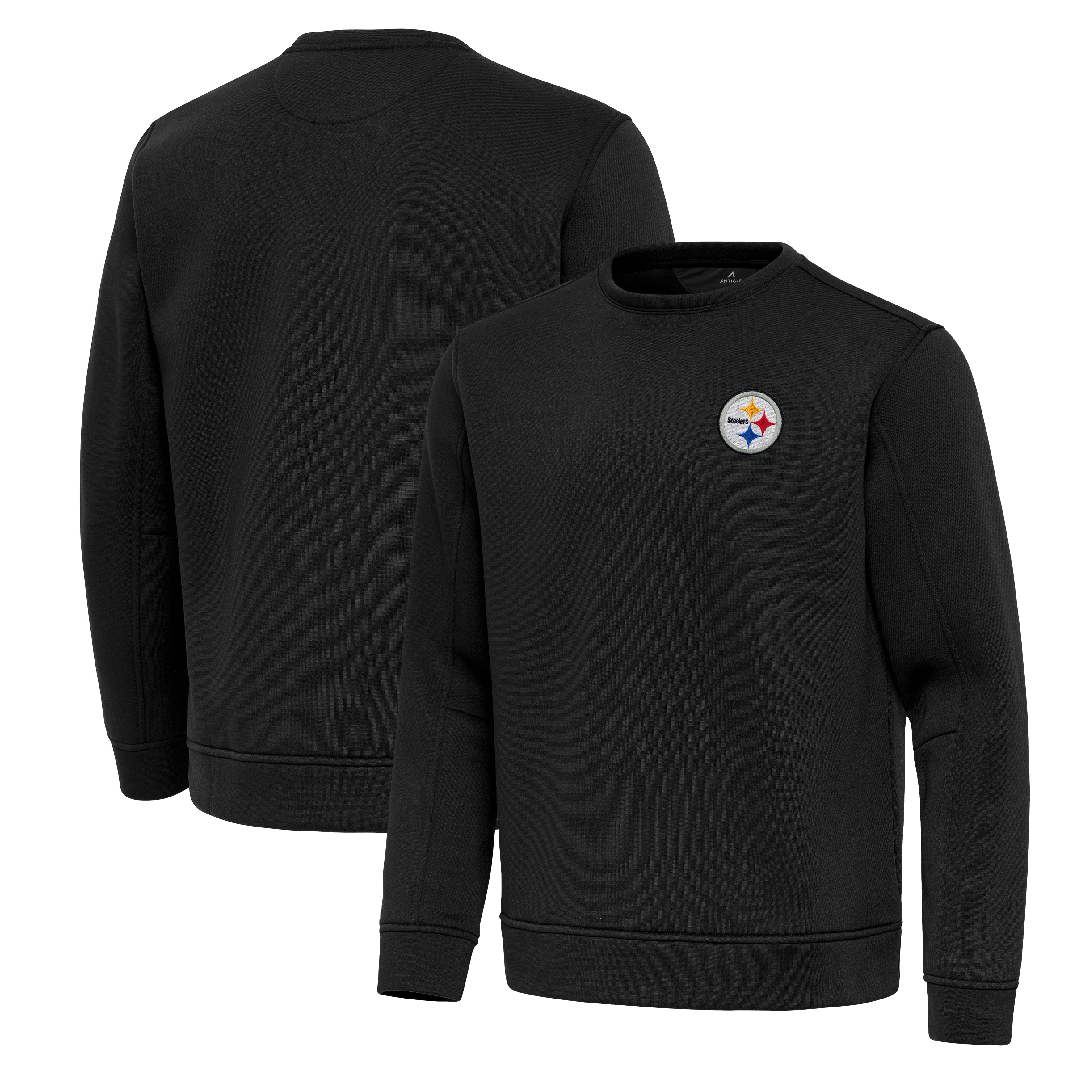 Men's Antigua Black Pittsburgh Steelers Relevant Lightweight Pullover Sweatshirt