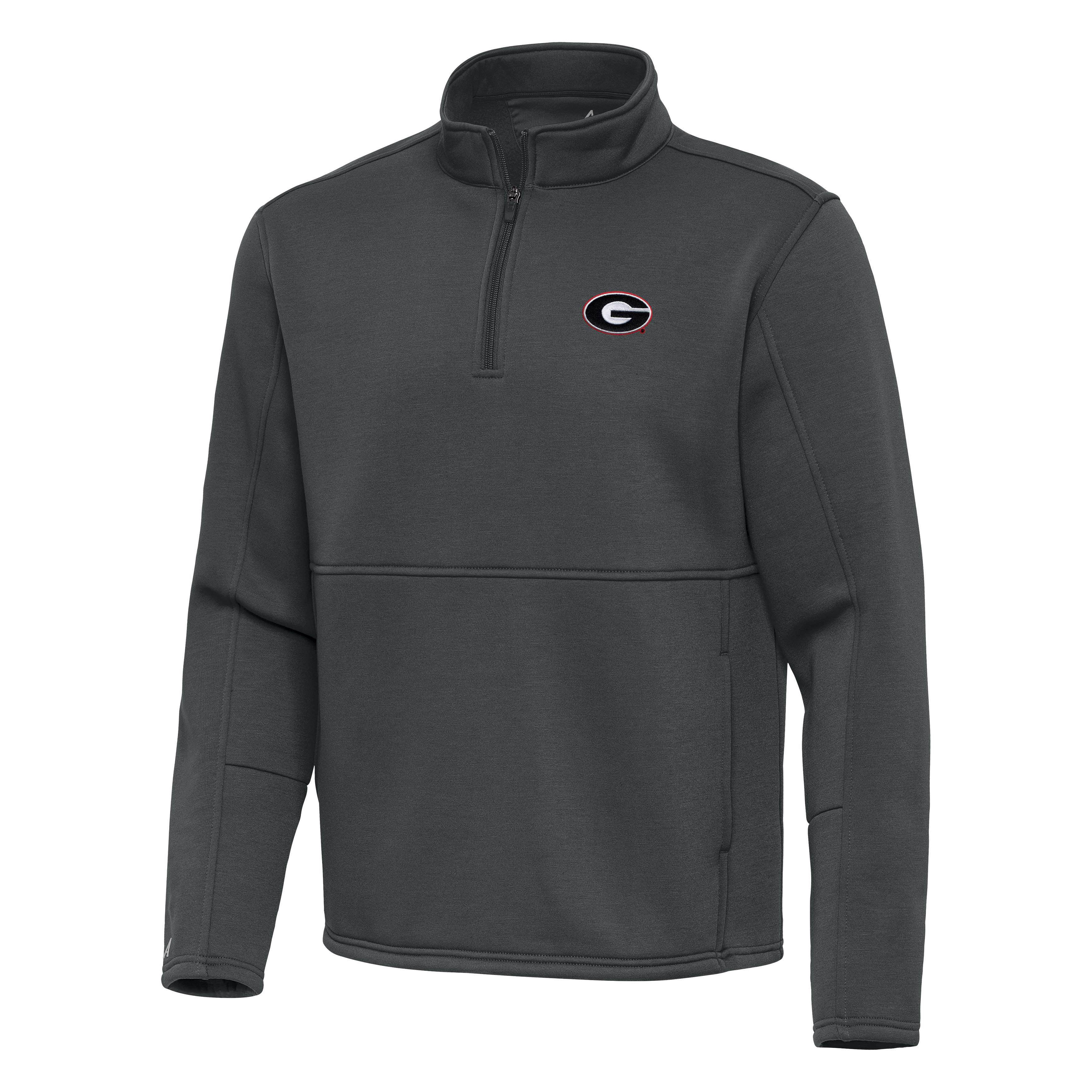 Men’s Antigua Pewter Georgia Bulldogs Twist Quarter-Zip Pullover Jacket Men’s Antigua Pewter Georgia Bulldogs Twist Quarter-Zip Pullover Jacket