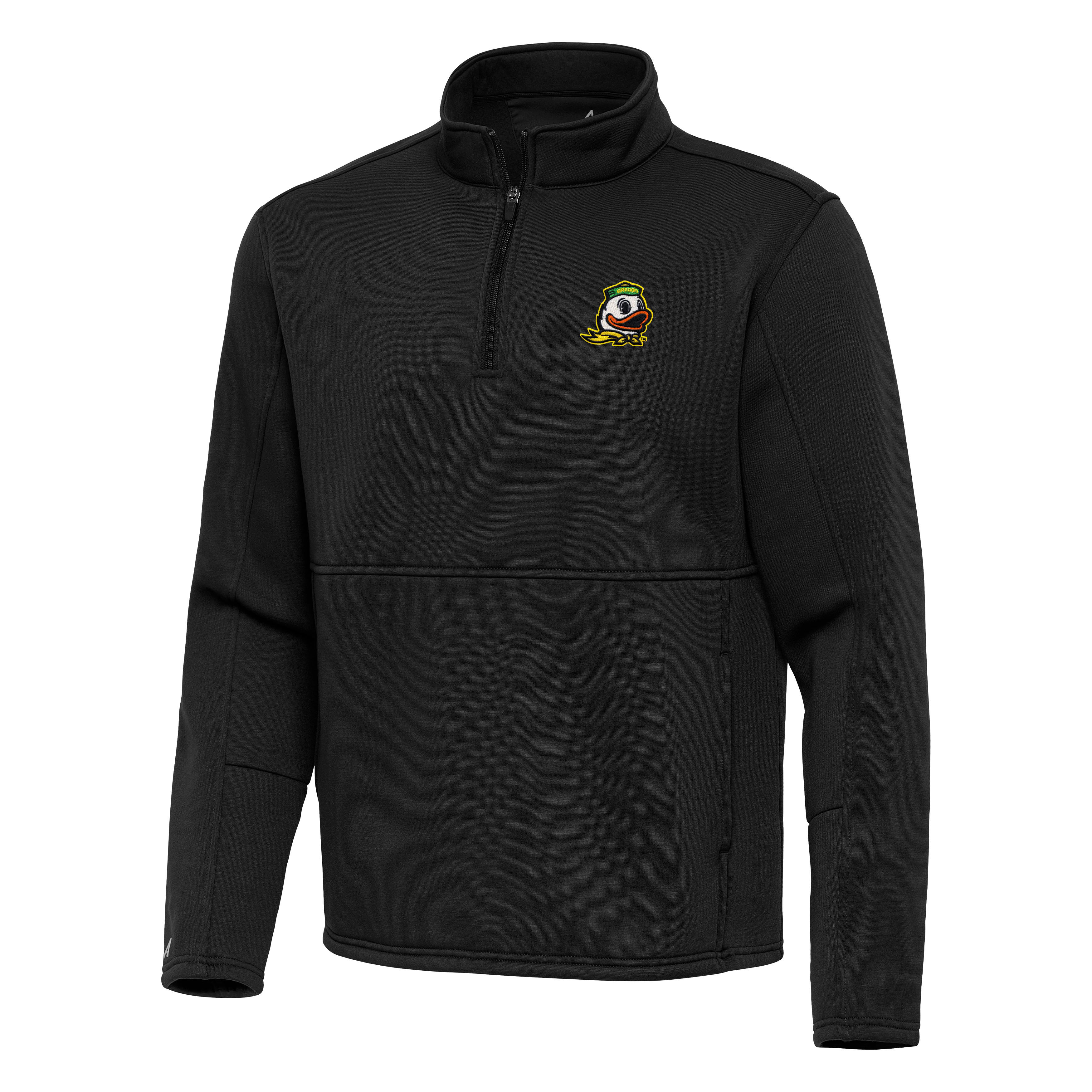 Men's Antigua Black Oregon Ducks Twist Quarter-Zip Pullover Jacket
