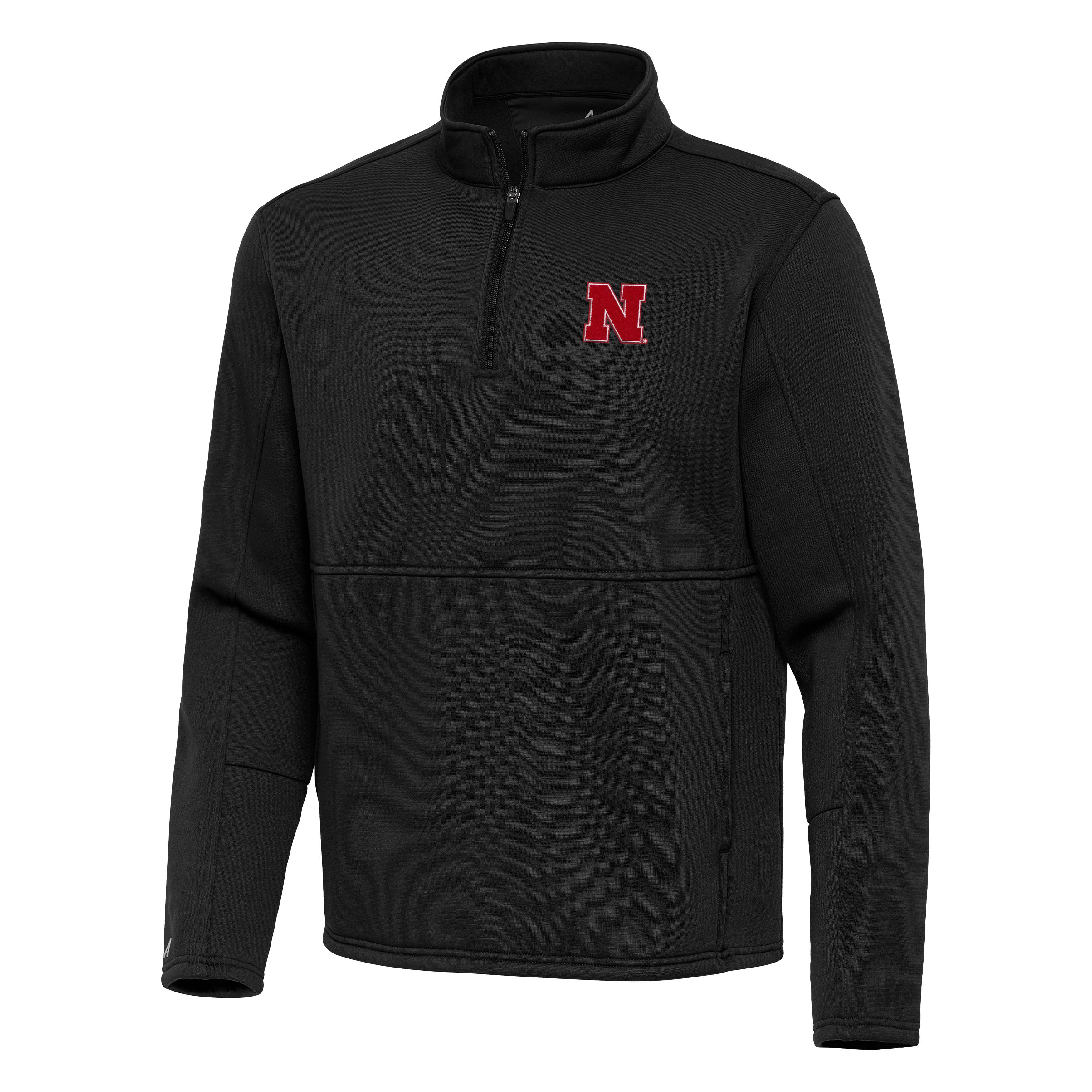 Men's Antigua Black Nebraska Huskers Twist Quarter-Zip Pullover Jacket