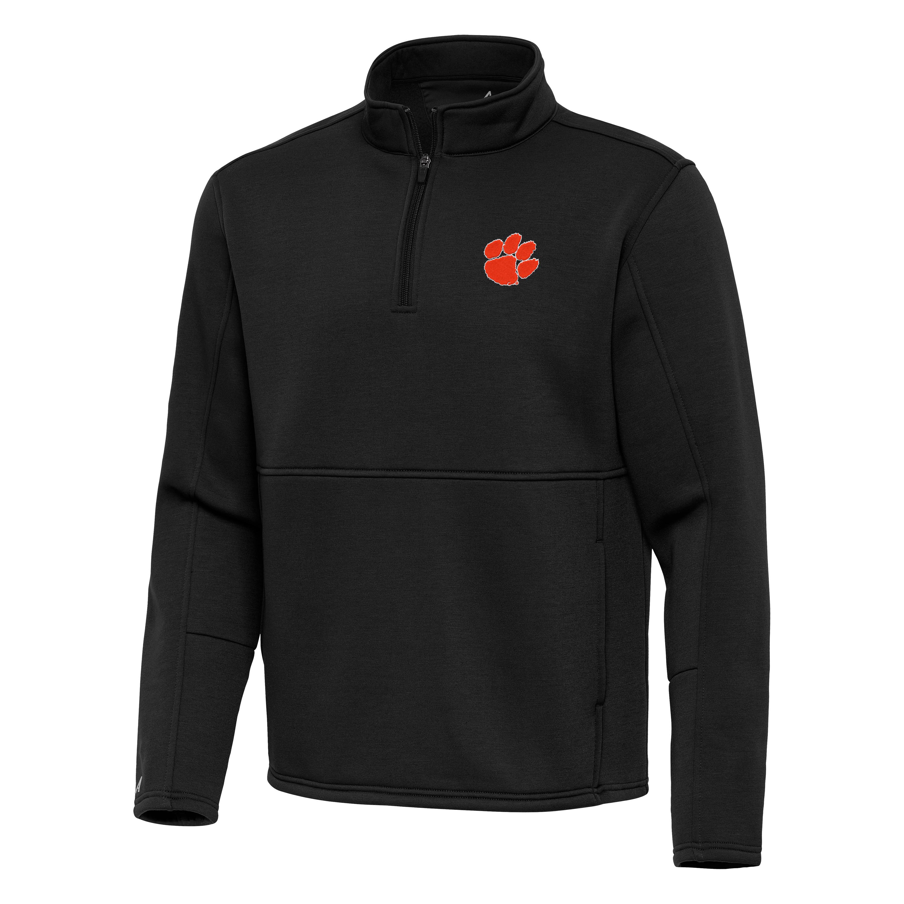 Men's Antigua Black Clemson Tigers Twist Quarter-Zip Pullover Jacket