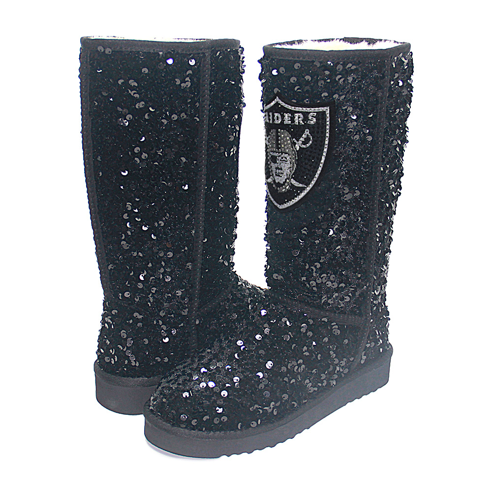 Women's FABGATING by Cuce Black Las Vegas Raiders Tall Sequin Boots