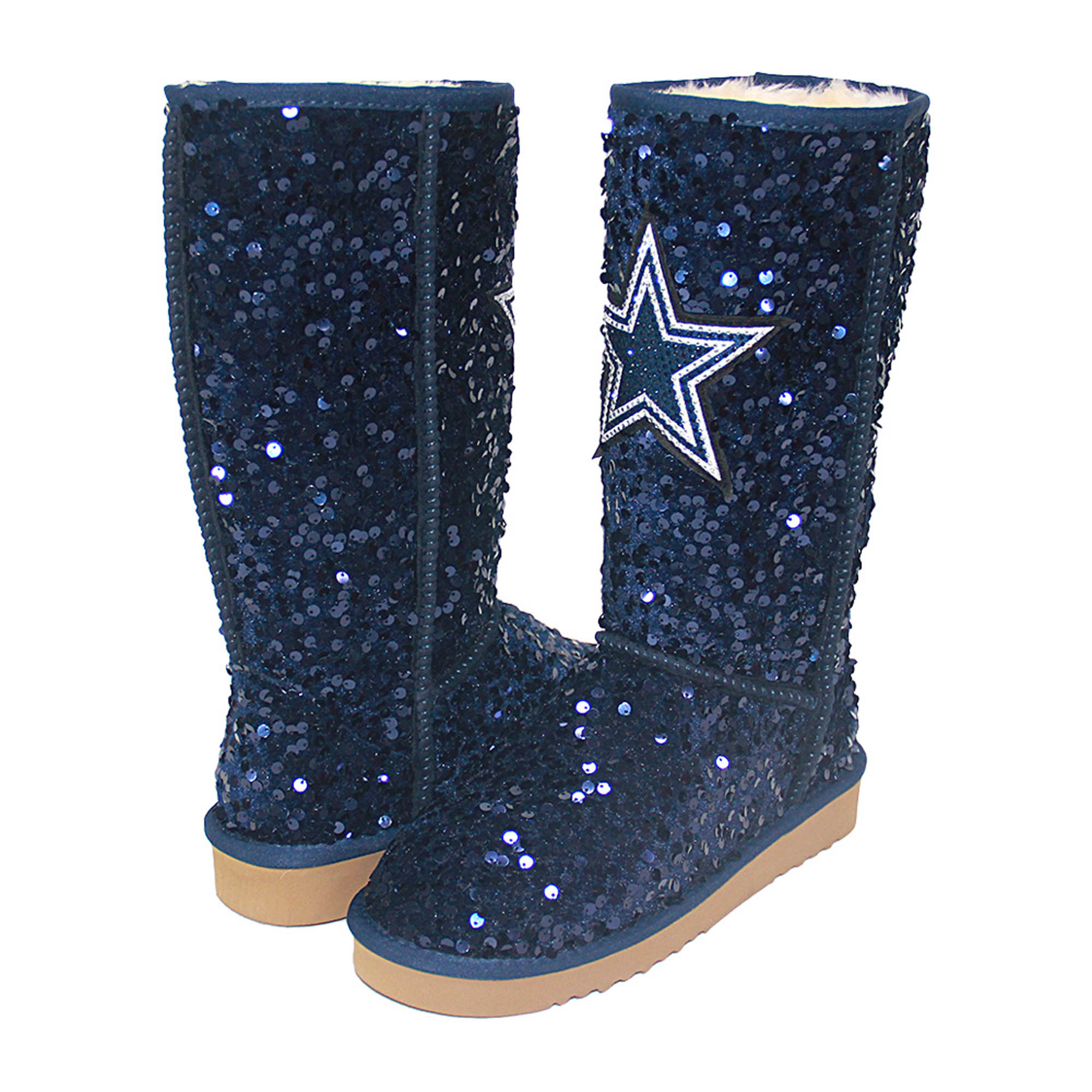 Women's FABGATING by Cuce Navy Dallas Cowboys Tall Sequin Boots