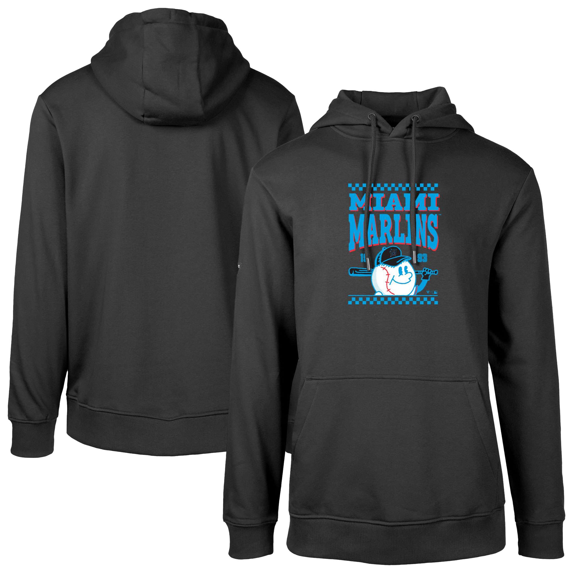 Men's Levelwear Black Miami Marlins Podium Inaugural Pullover Hoodie