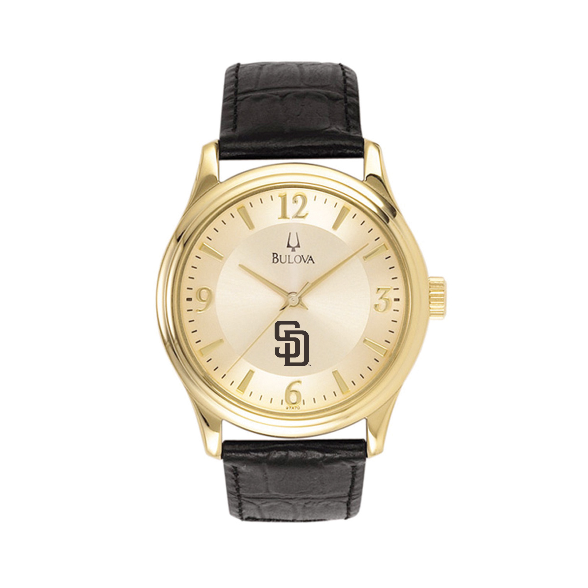 Men's Bulova Gold San Diego Padres Leather Strap Watch