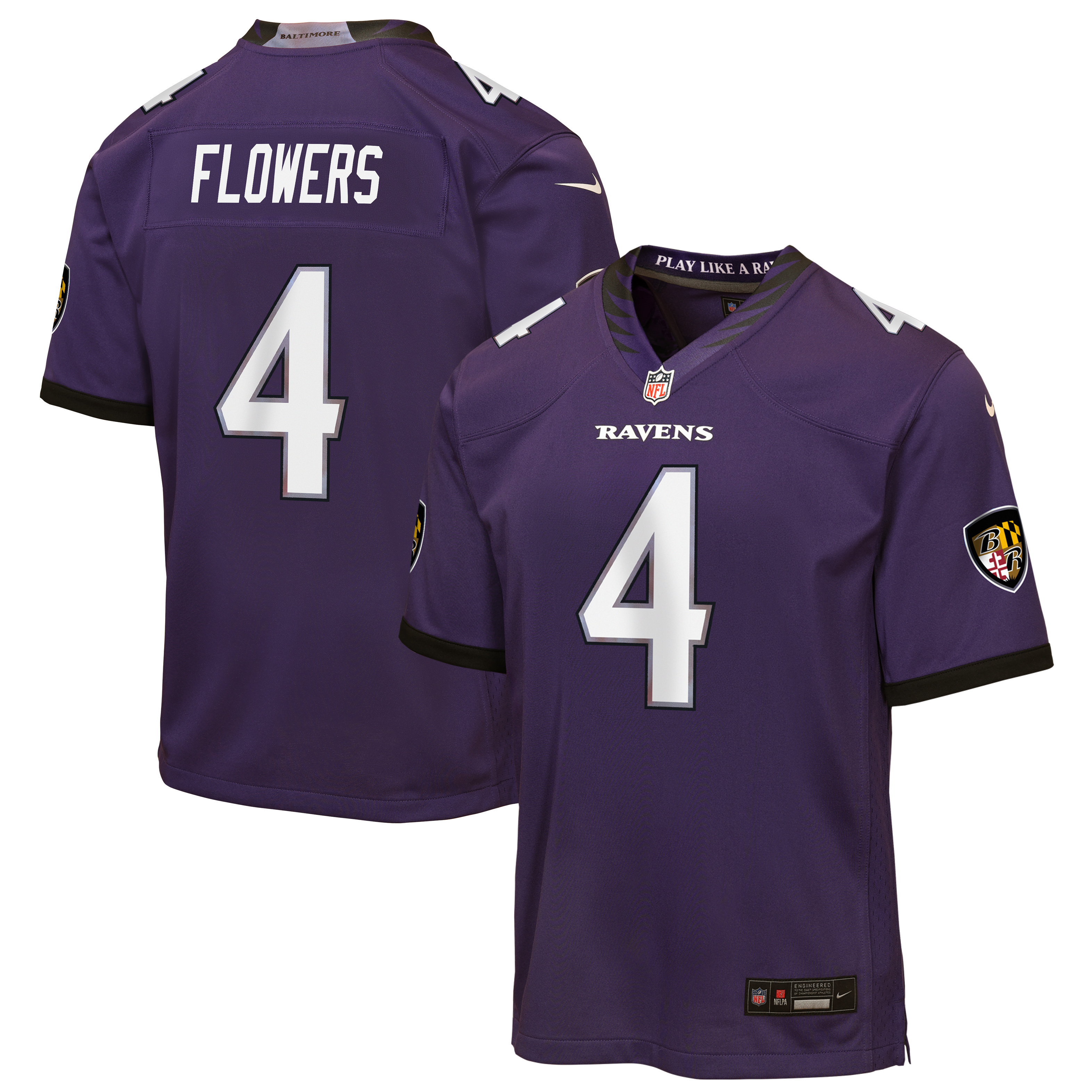 Youth Nike Zay Flowers Purple Baltimore Ravens Game Jersey