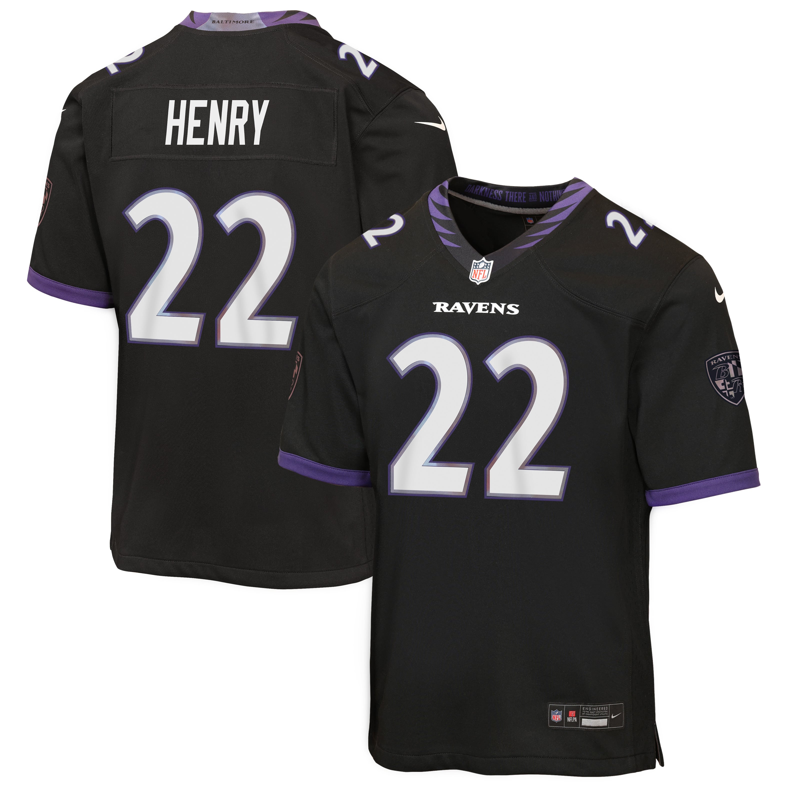 Youth Nike Derrick Henry Black Baltimore Ravens Alternate Game Jersey