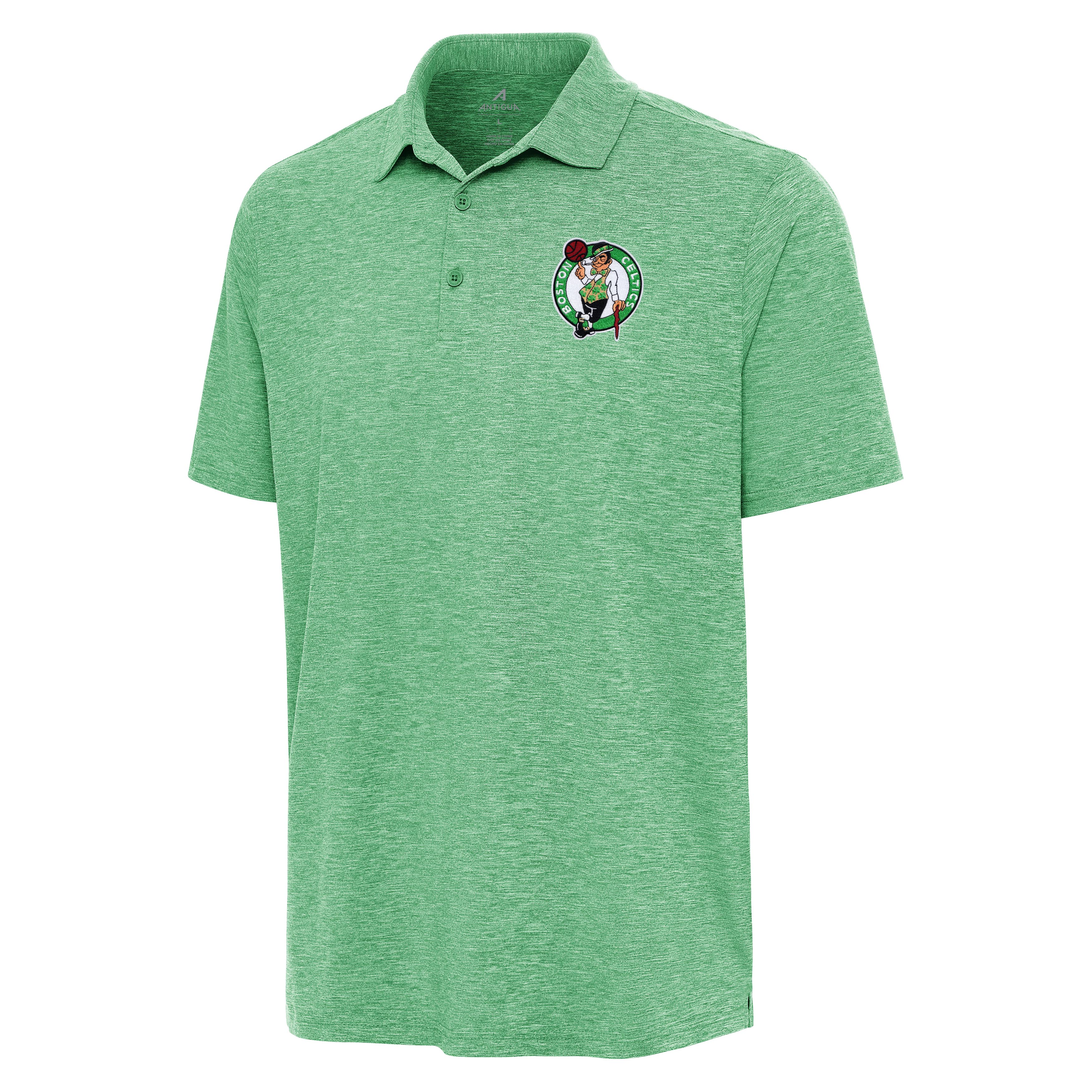 Men's Antigua Heather Kelly Green Boston Celtics Par 3 Polo