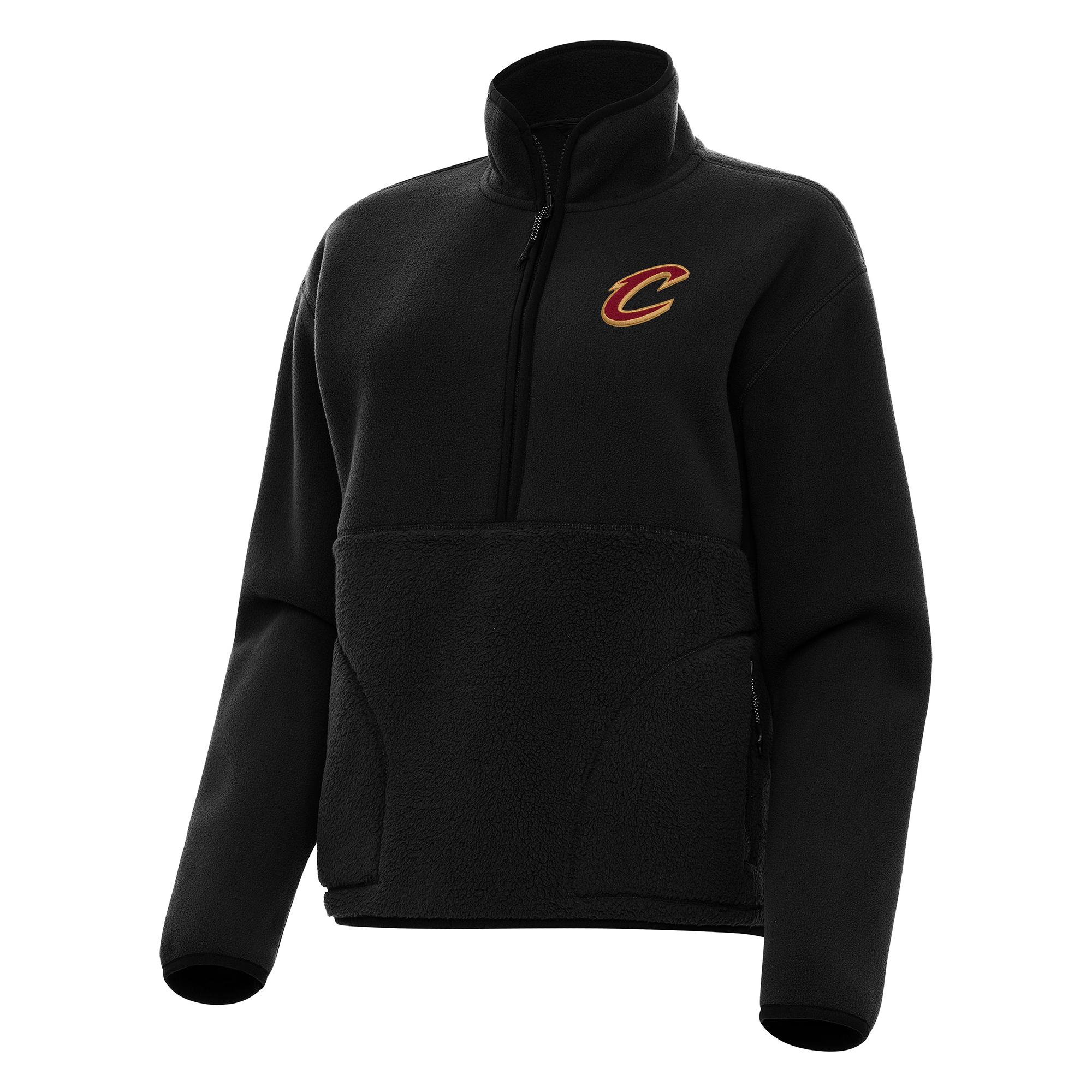 Women's Antigua Black Cleveland Cavaliers Figure Half-Zip Pullover Sweatshirt