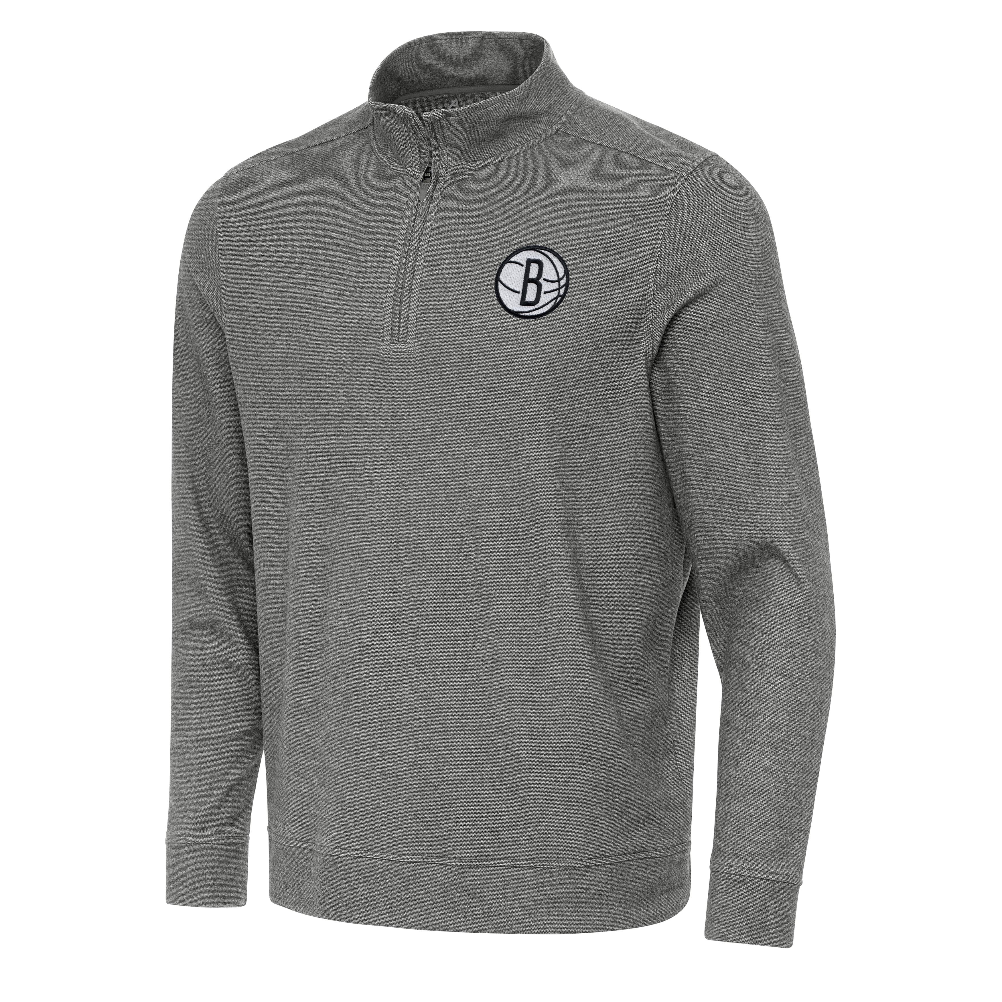 Men’s Antigua Heather Black Brooklyn Nets Subtle Quarter-Zip Sweatshirt Men’s Antigua Heather Black Brooklyn Nets Subtle Quarter-Zip Sweatshirt