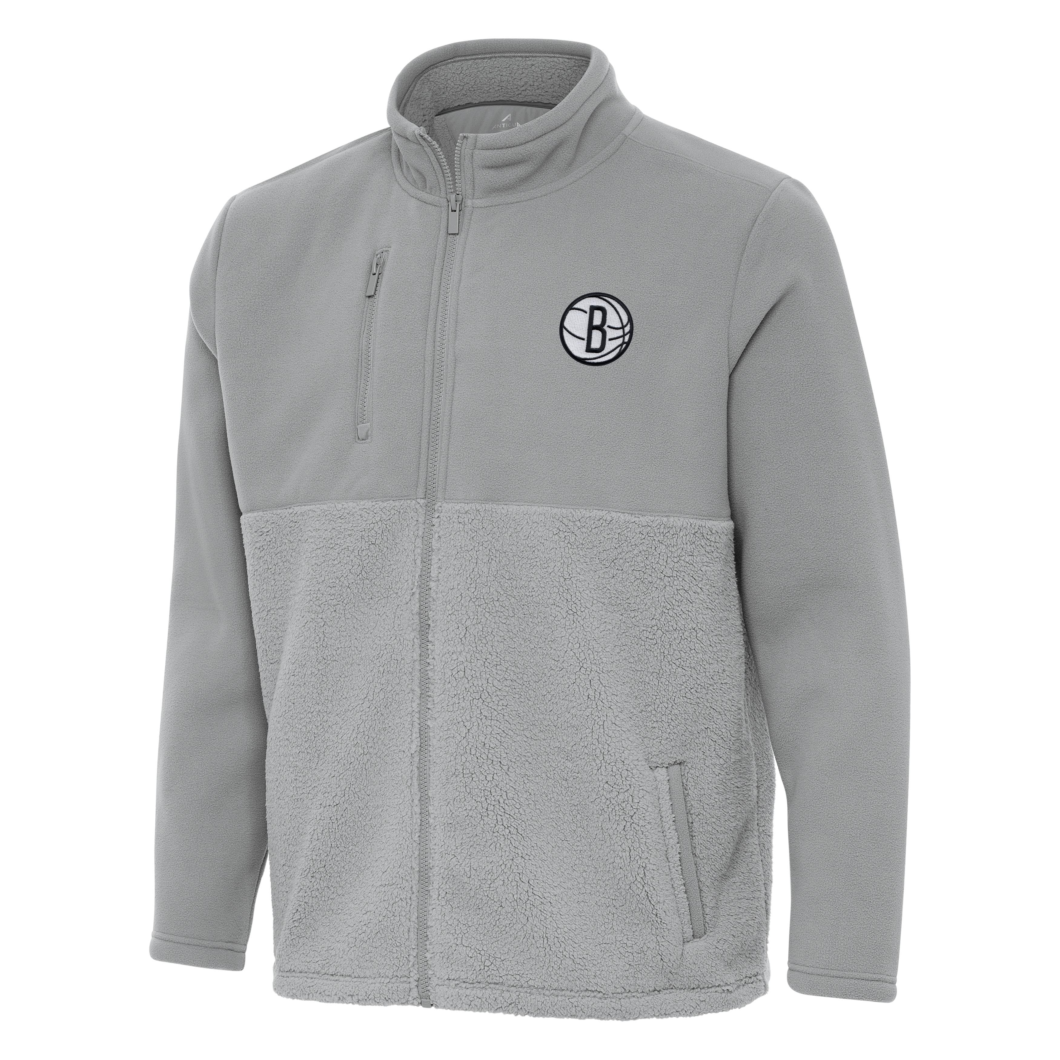 Men’s Antigua Gray Brooklyn Nets Daily Fused Full-Zip Jacket Men’s Antigua Gray Brooklyn Nets Daily Fused Full-Zip Jacket